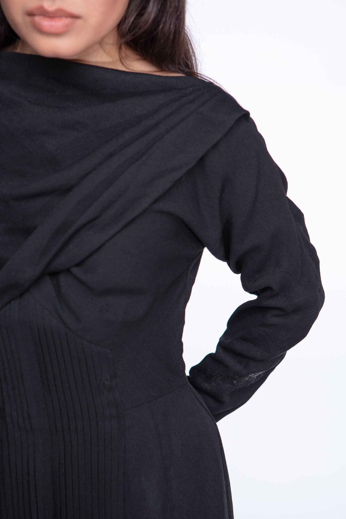 Crepe 1940s asymmetric dress