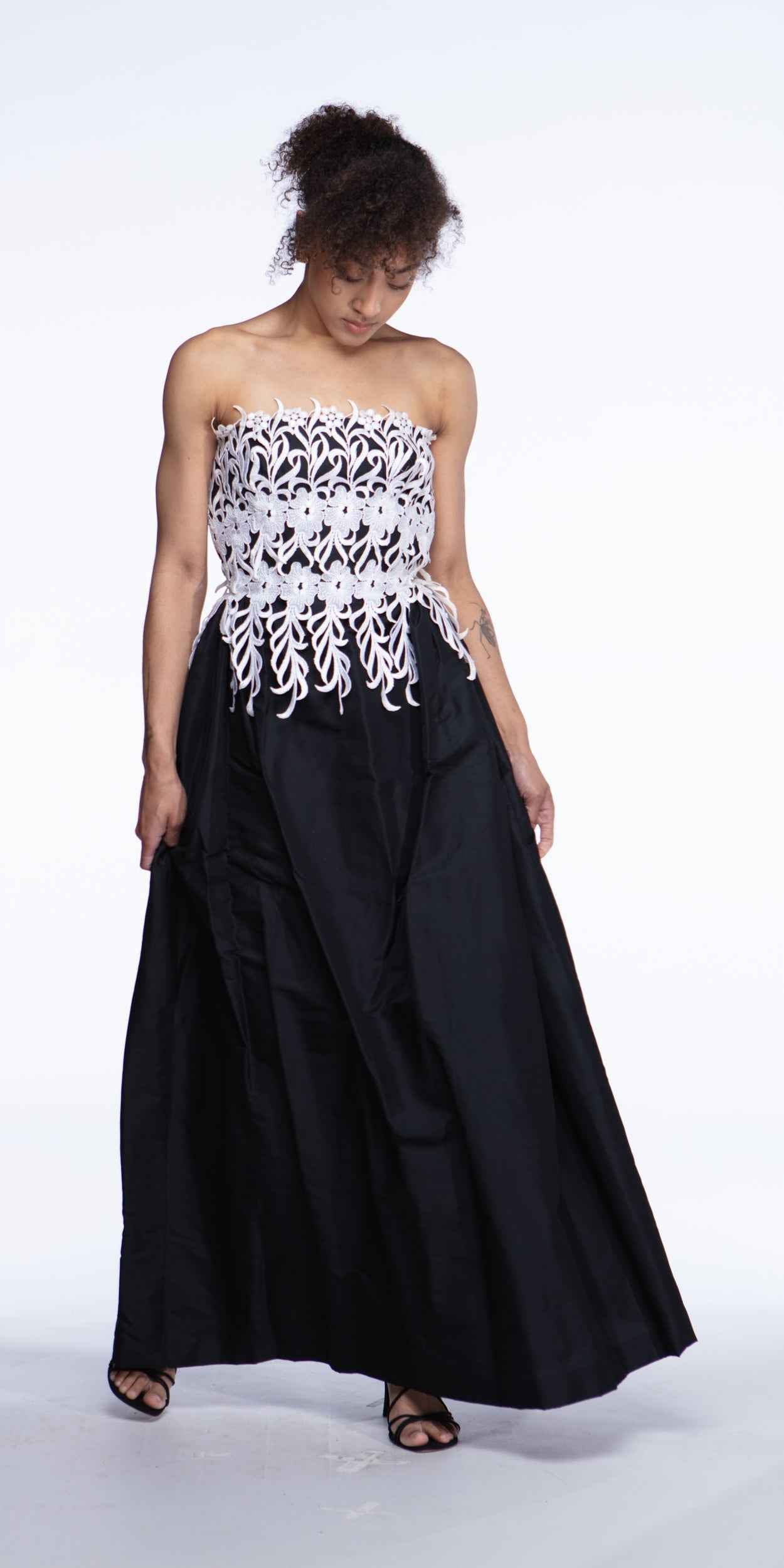 Travilla guipure lace gown