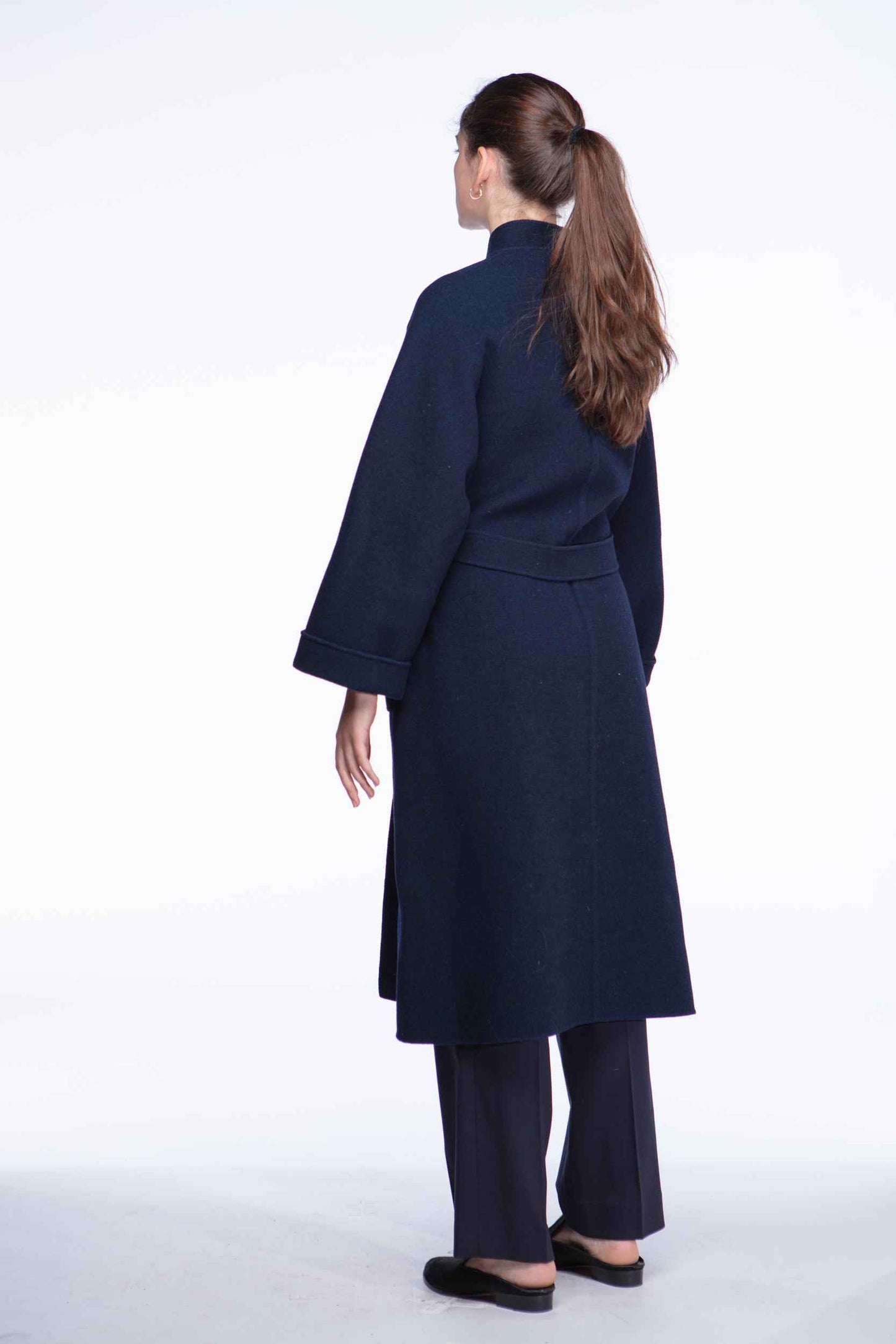 Valentino navy wool wrap coat