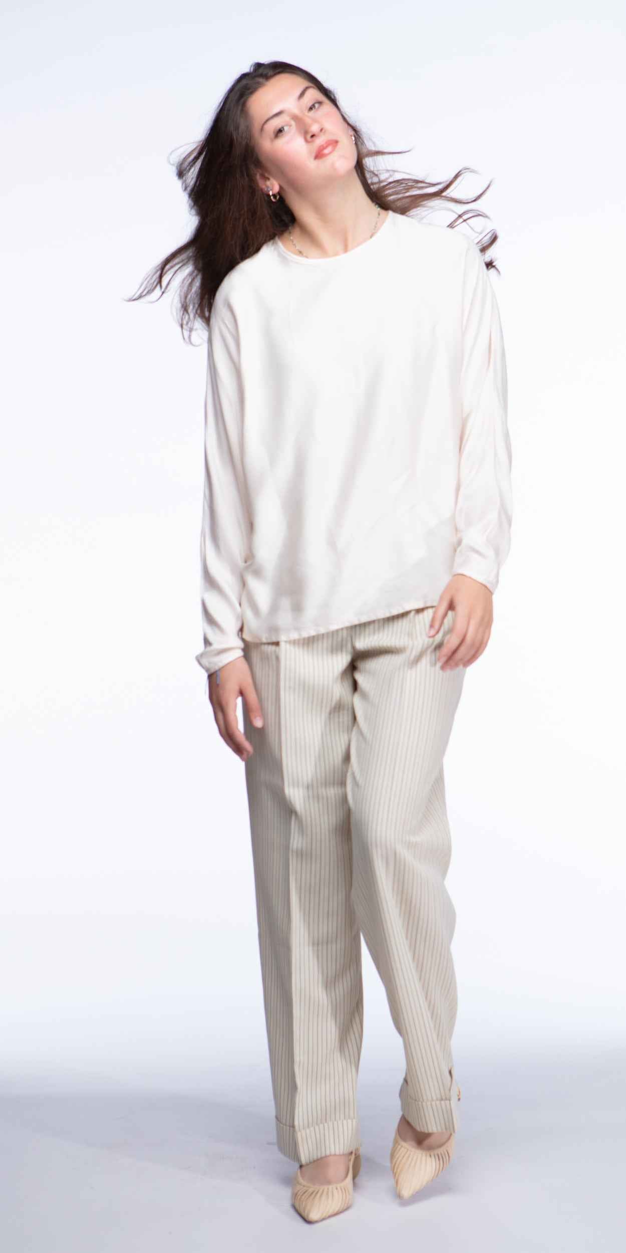 Valentino pleated pinstripe trouser pants