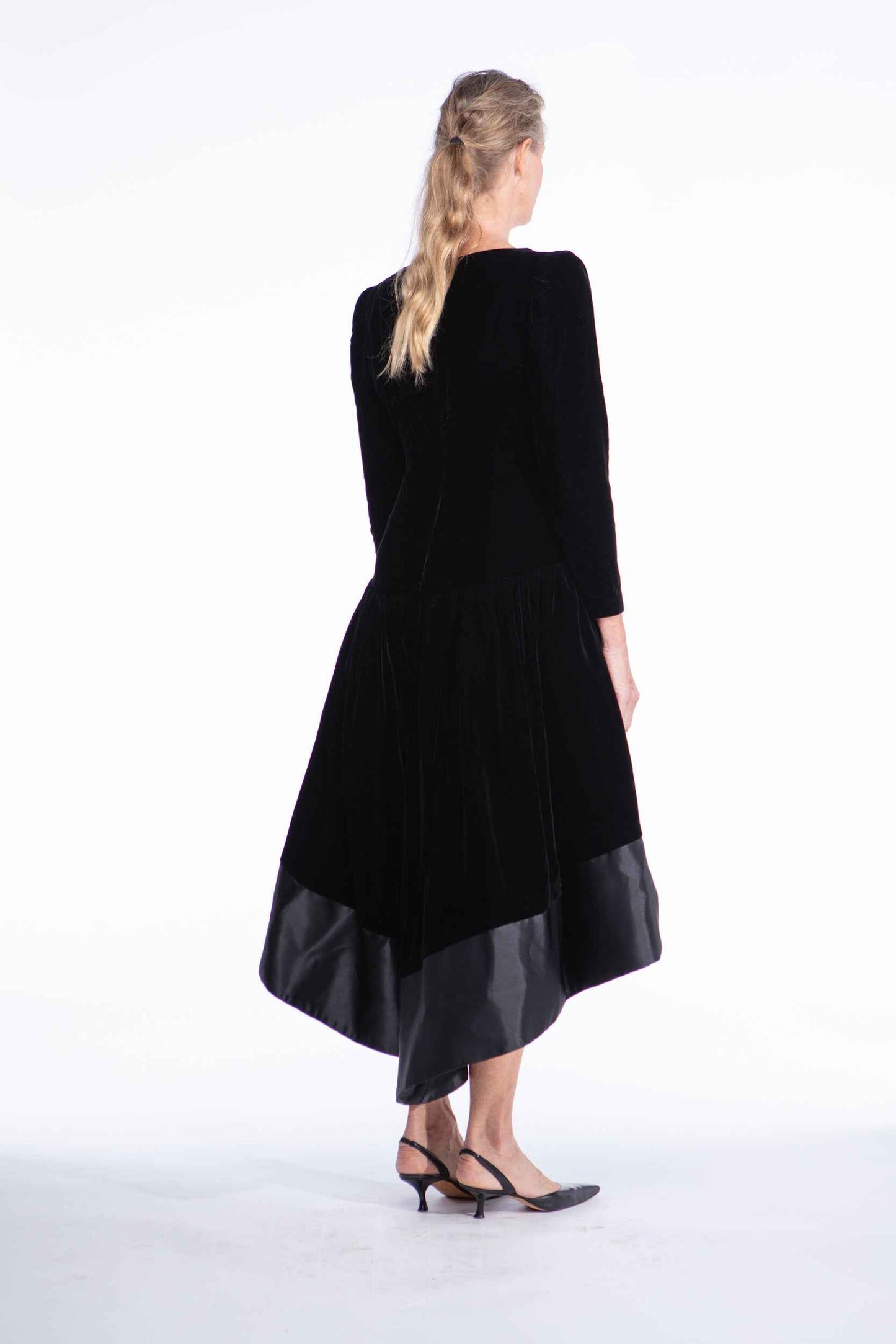 Satin and velvet 1980s evening dress