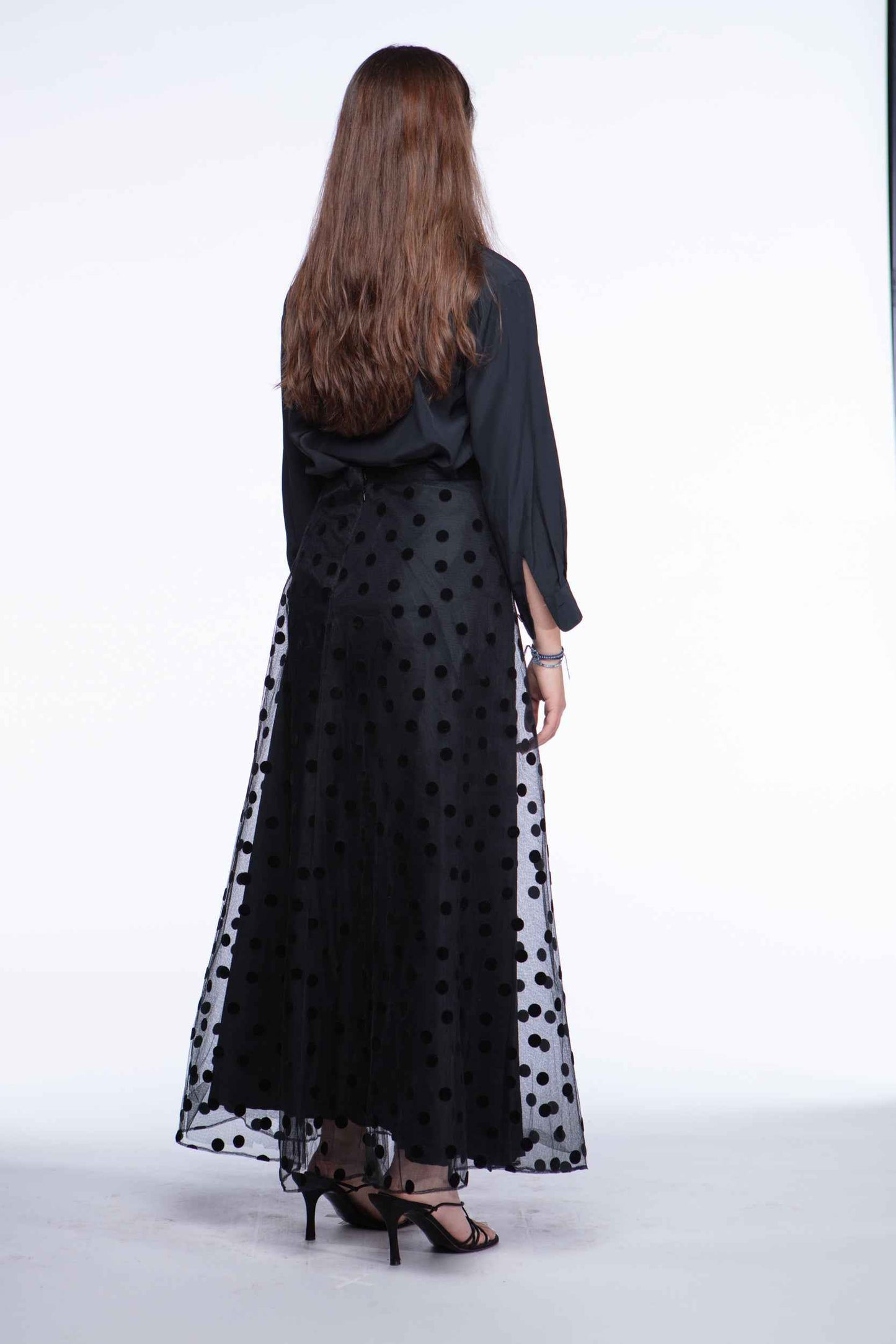 Tulle black polka dot skirt