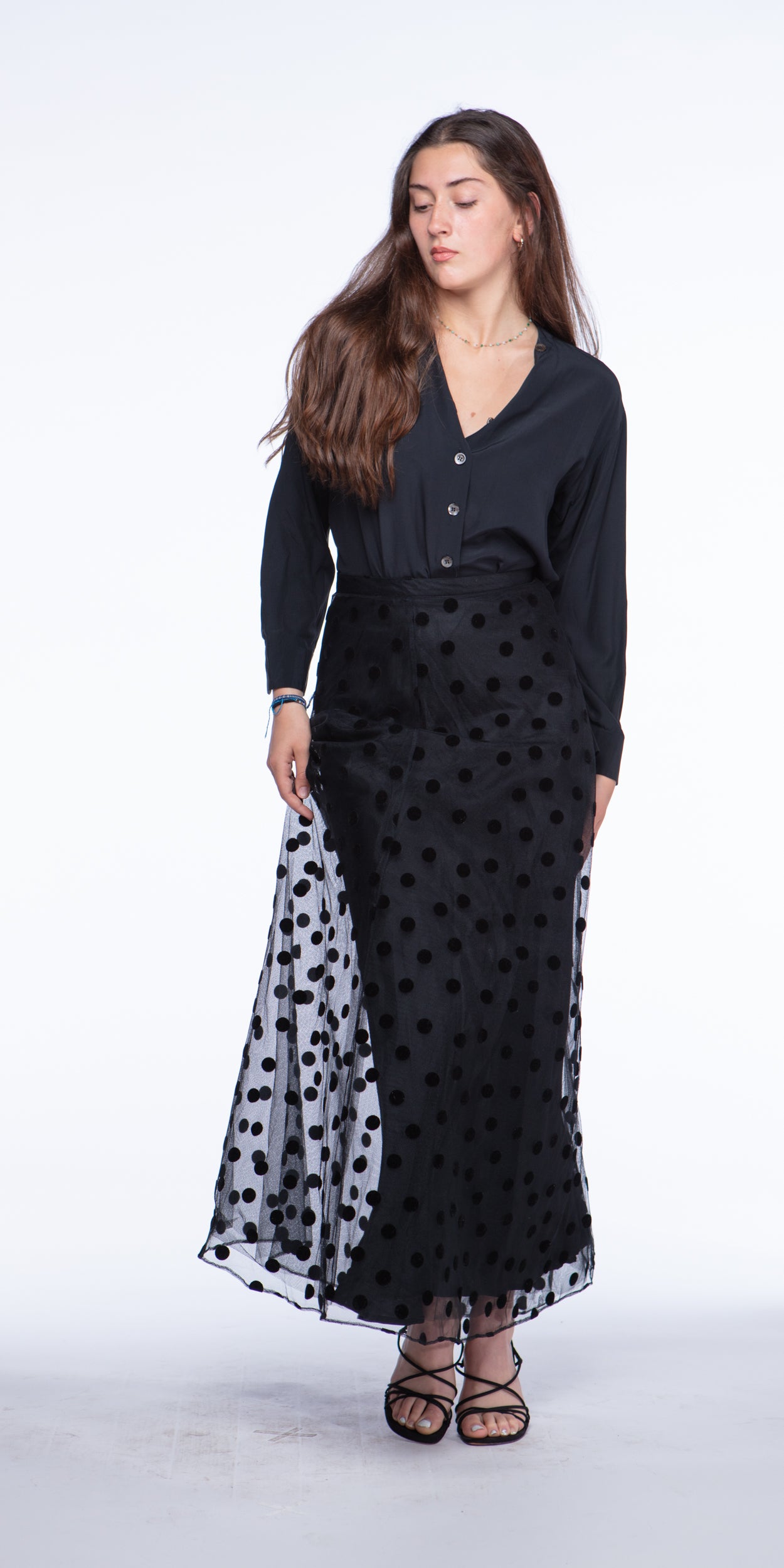 Tulle black polka dot skirt