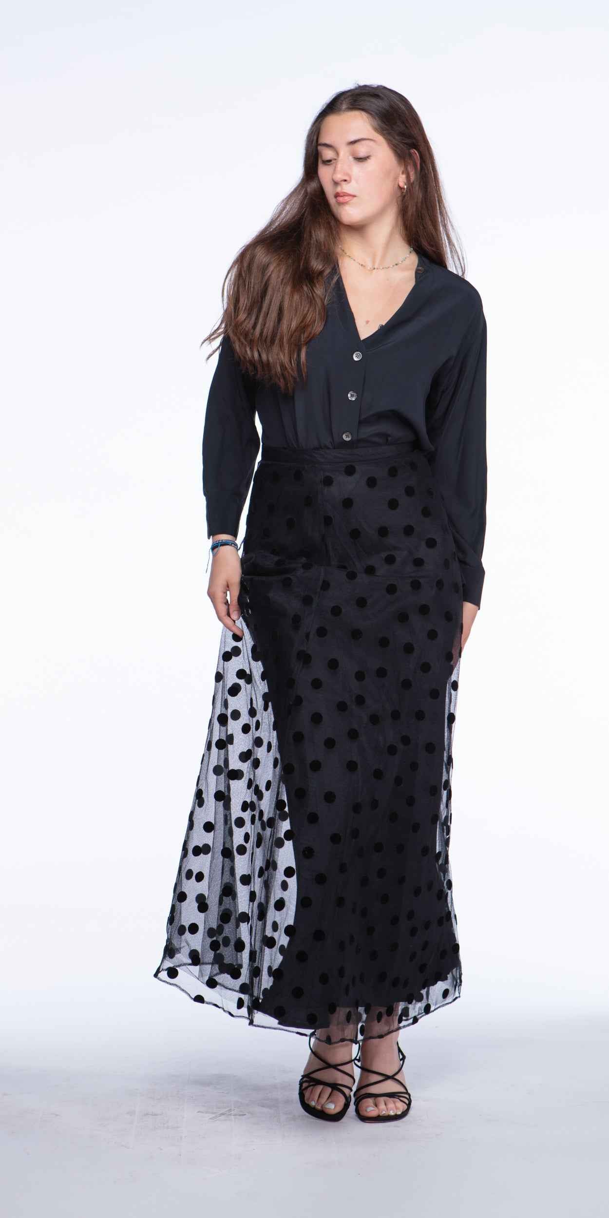 Tulle black polka dot skirt