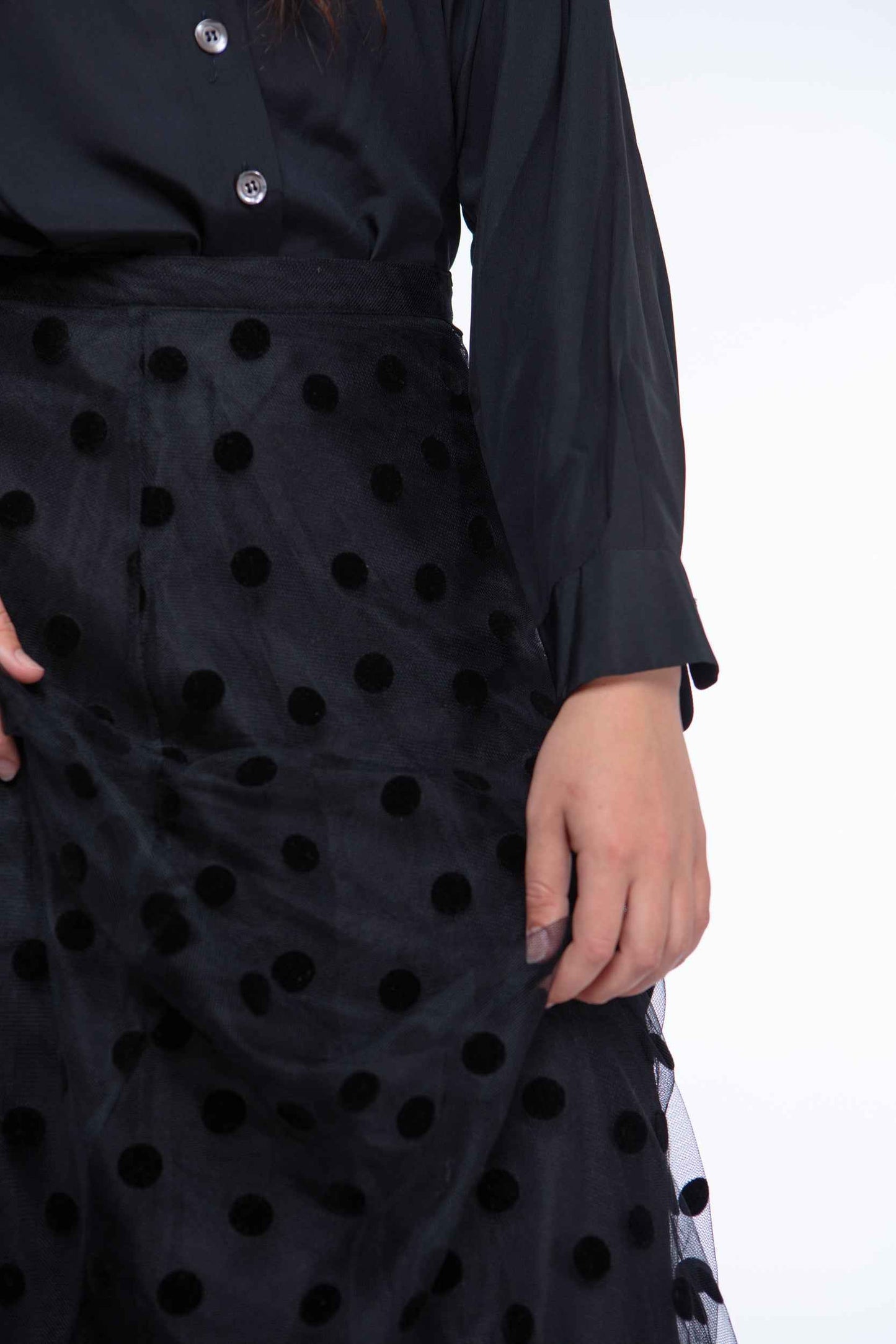 Tulle black polka dot skirt