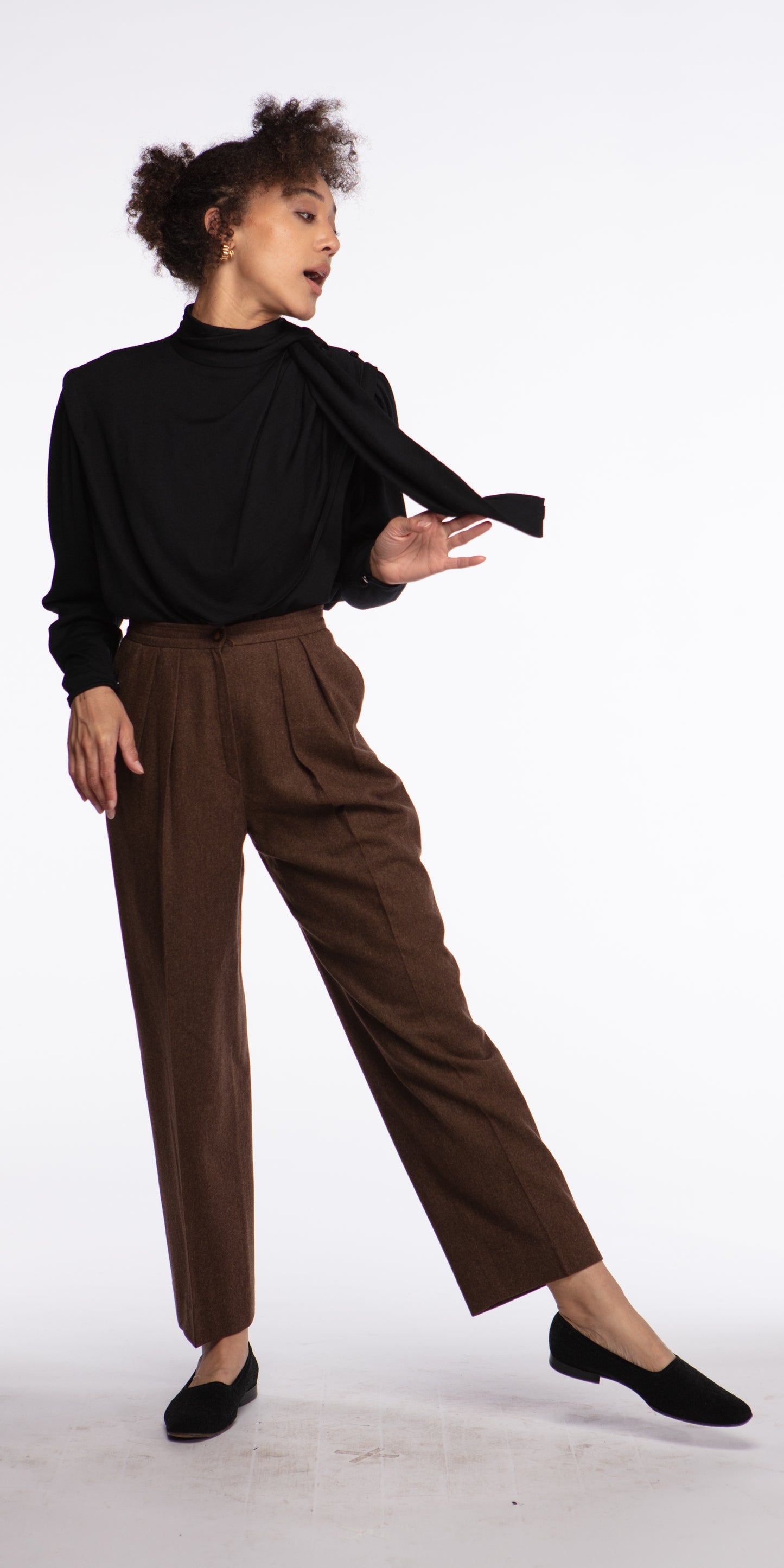Emanuel Ungaro heathered wool pleated trousers