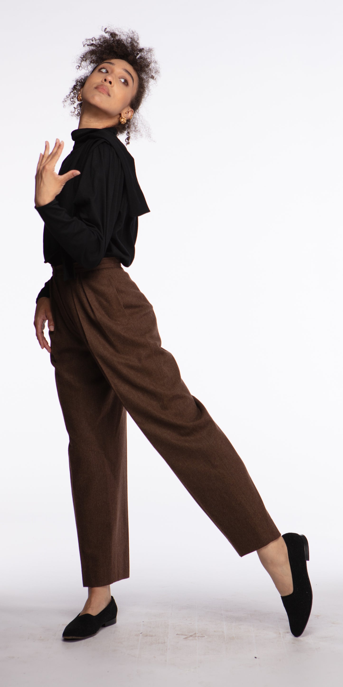Emanuel Ungaro heathered wool pleated trousers