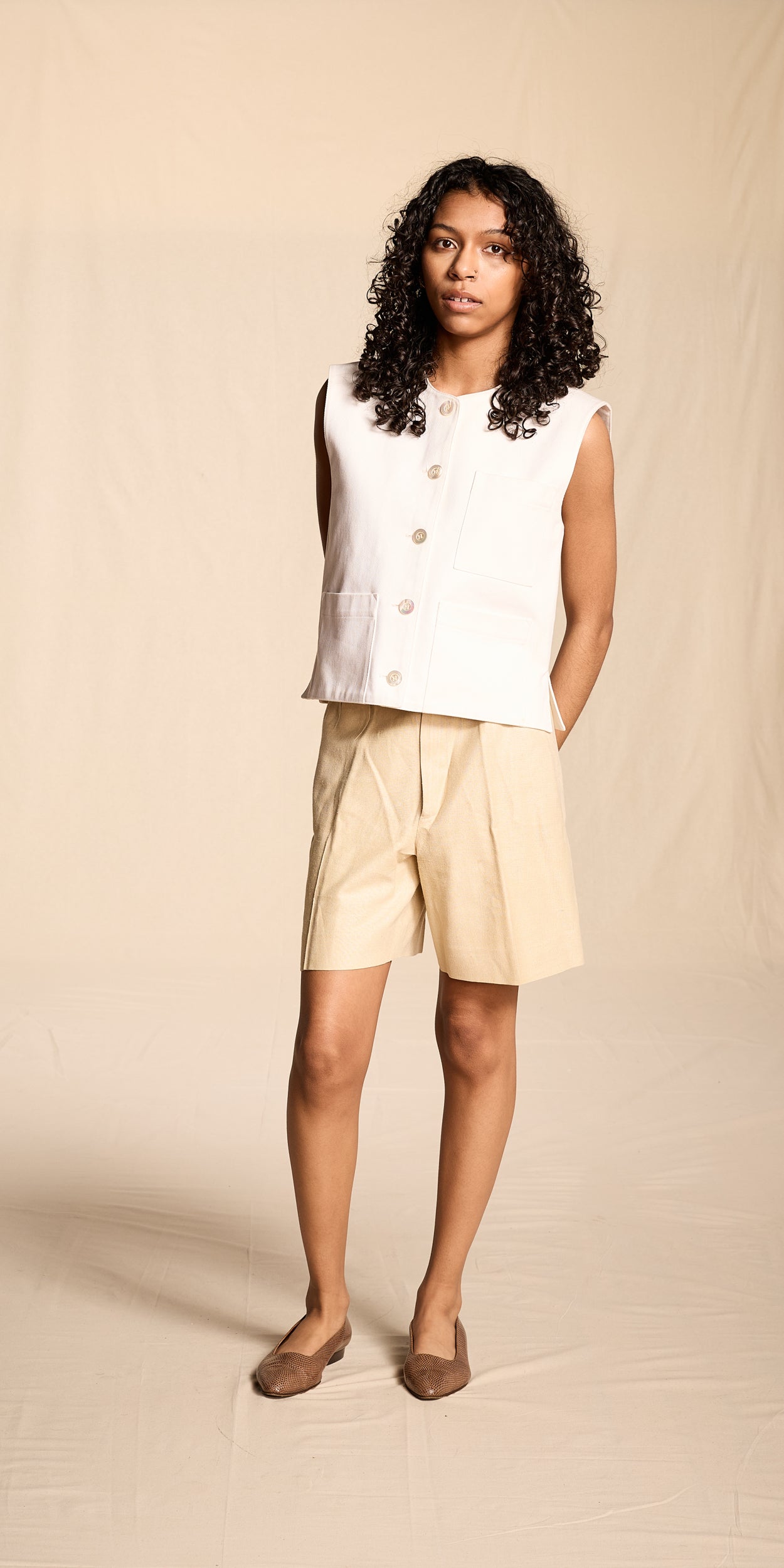 Yves Saint Laurent 1970s Beige Linen Shorts