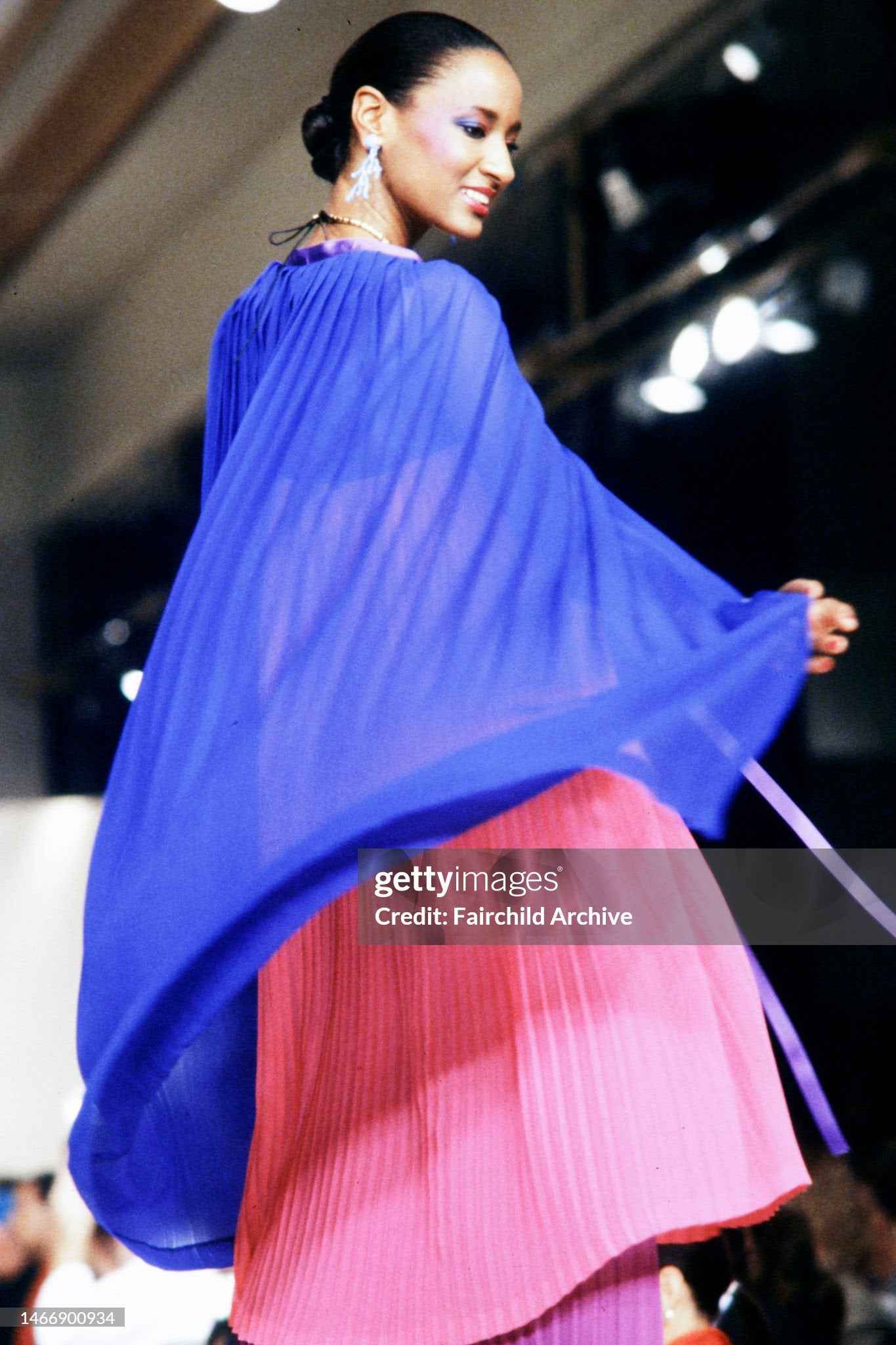 Yves Saint Laurent 1979 Violet Silk Pleated Dress