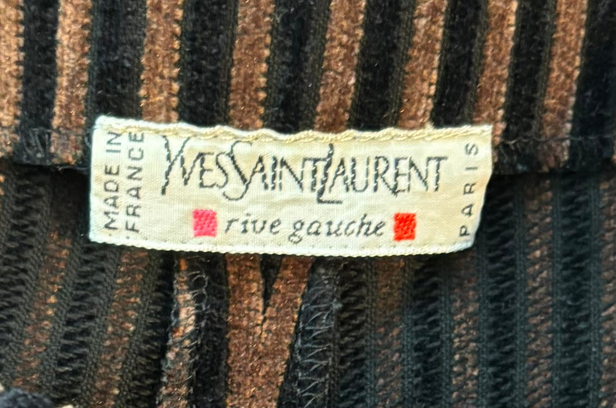 Yves Saint Laurent Fall/Winter 1993 Black and Brown Velvet Striped Balloon Pants