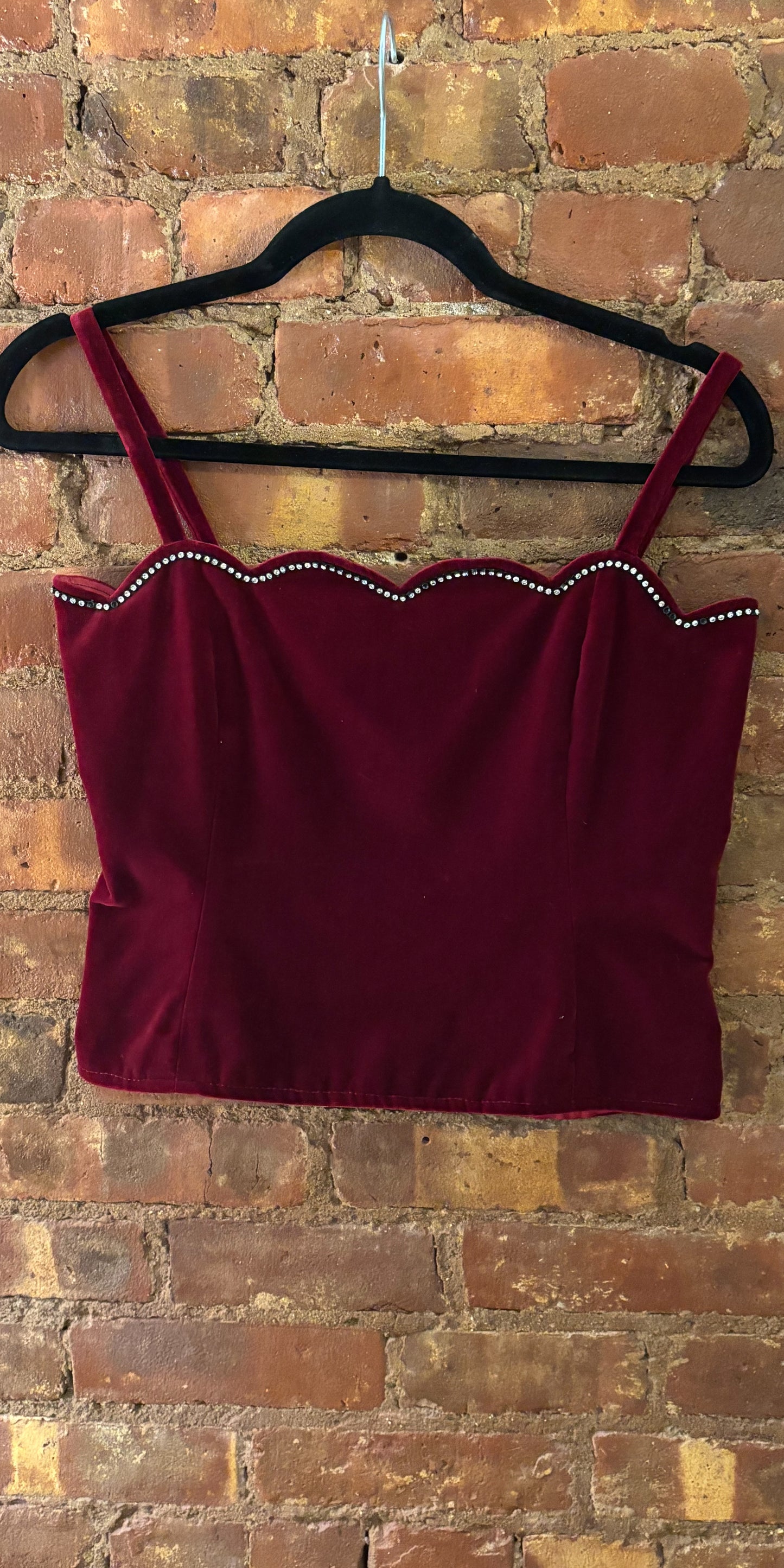 Yves Saint Laurent 1980s Burgundy Velvet Bodice Top (As Is)