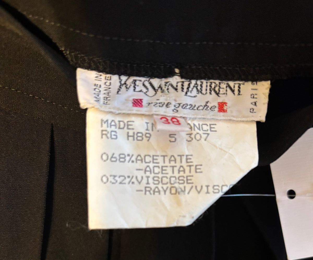 Yves Saint Laurent Fall/Winter 1989 Black Crepe Pleated Pants