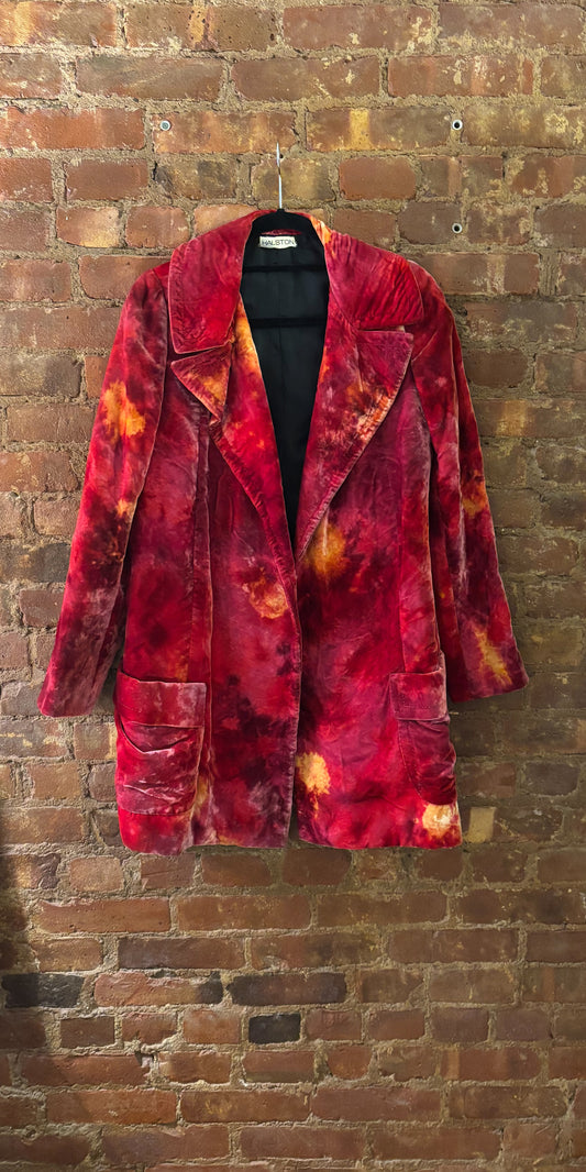 Halston Studio 1960s-1970s Tie-Dye Velvet Evening Jacket