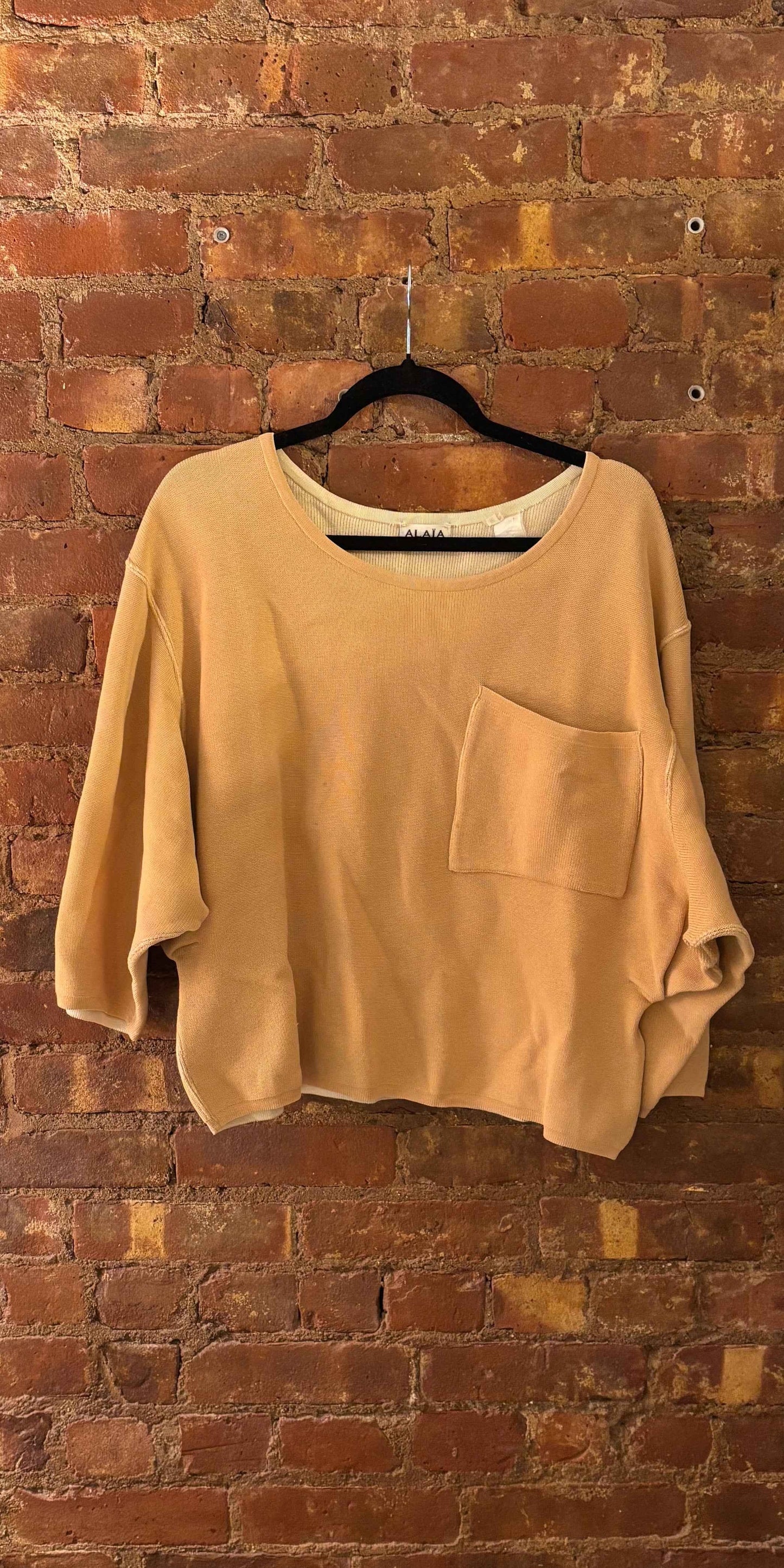 Alaïa Fall/Winter 1985 Tan Cotton Cropped Sweater