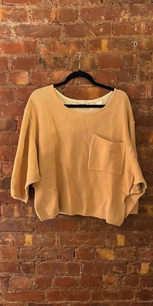 Alaïa Fall/Winter 1985 Tan Cotton Cropped Sweater