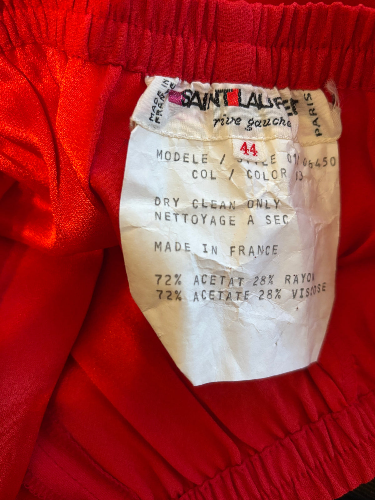 Yves Saint Laurent Fall/Winter 1978 Red Crepe Back Satin Pants