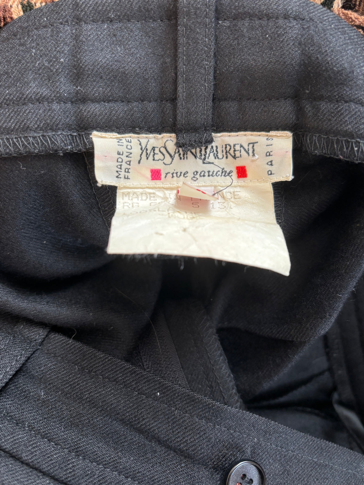 Yves Saint Laurent 1990s Black Wool Pleated Trousers