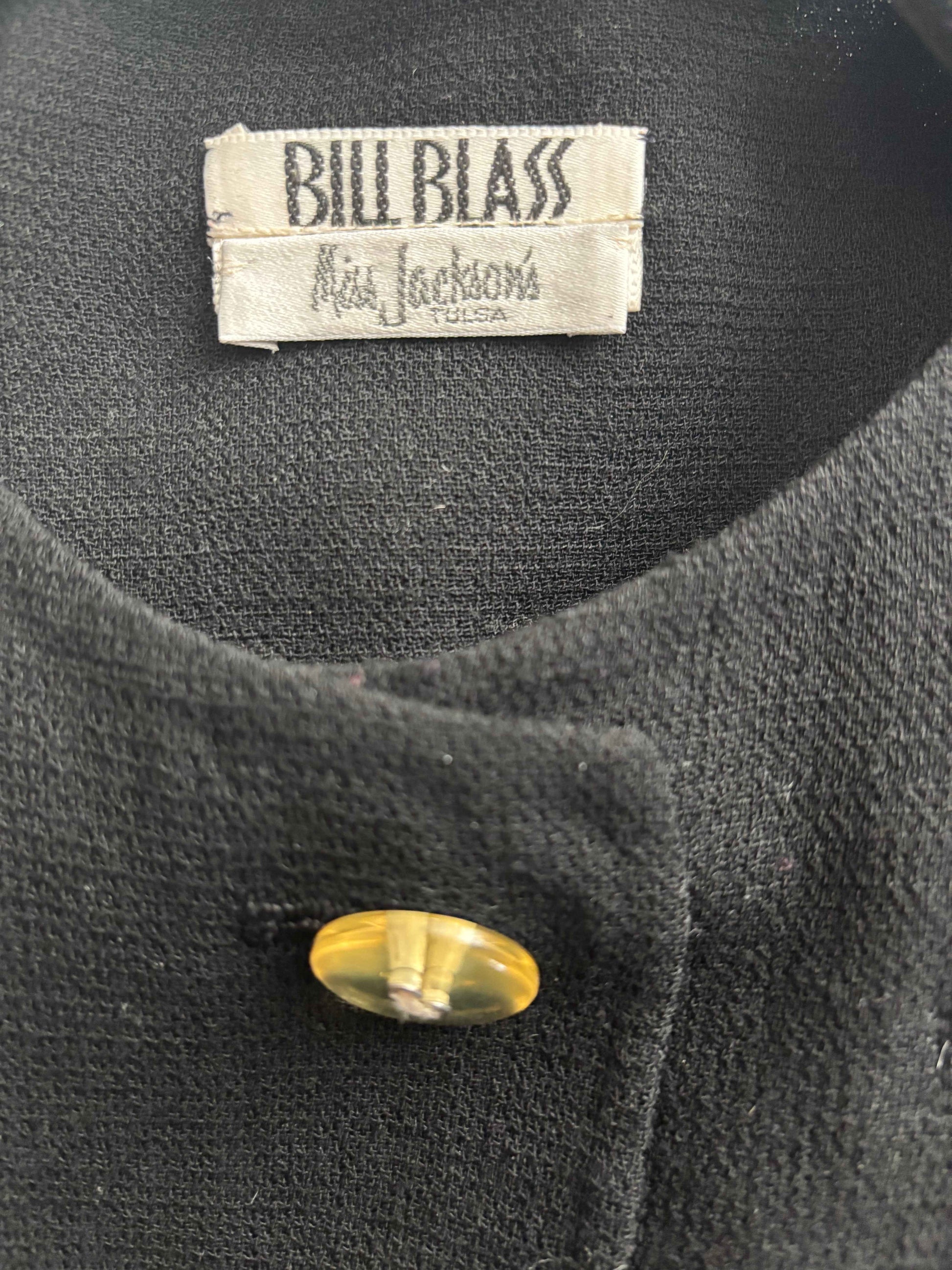 Bill Blass 1980s Black Crepe Cropped Jacket