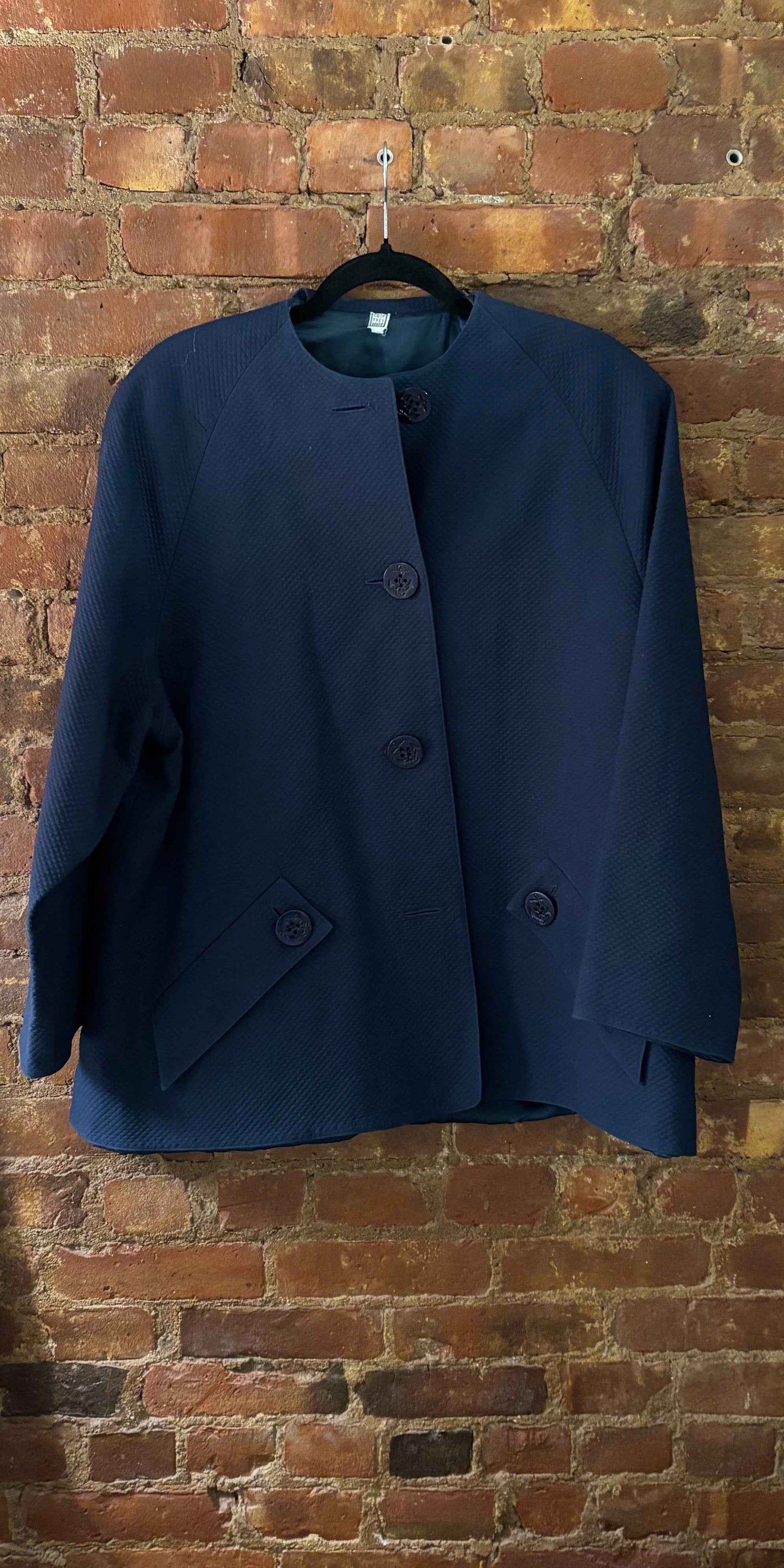 Geoffrey Beene 1990s Textured Deep Teal Swing Jacket