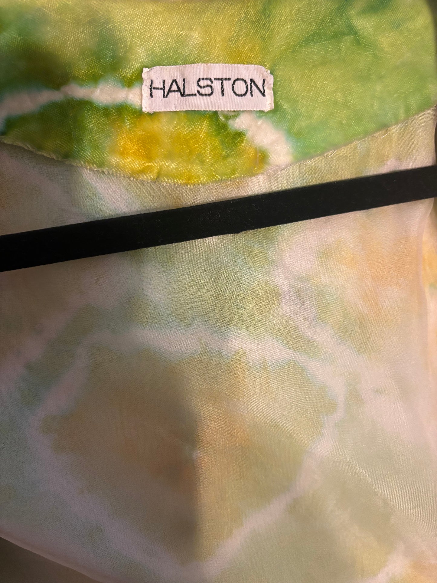 Halston  1960s-1970s Chartreuse Tie-Dye Velvet Jacket