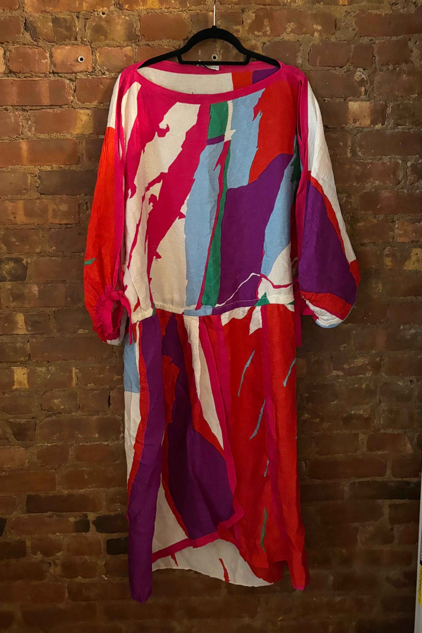 Halston 1970s-1980s Silk Caftan or Tie-Waist Dress