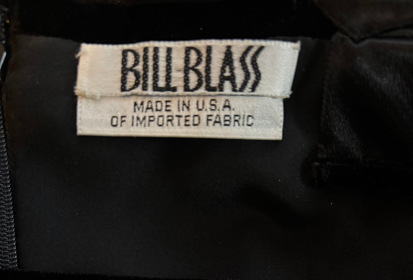 Bill Blass 1990s Black Velvet Cocktail Dress with Silk Chiffon Trim
