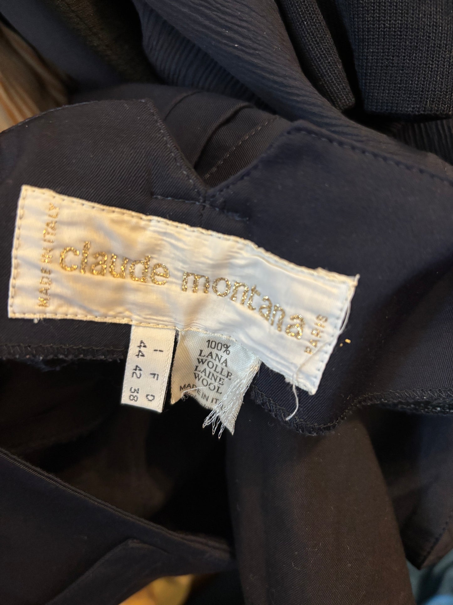 Claude Montana 1980s Navy Wool Trouser Pants