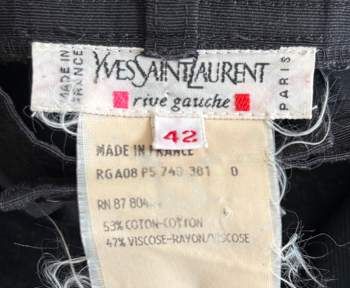 Yves Saint Laurent 1990s Black Moiré Trouser Pants