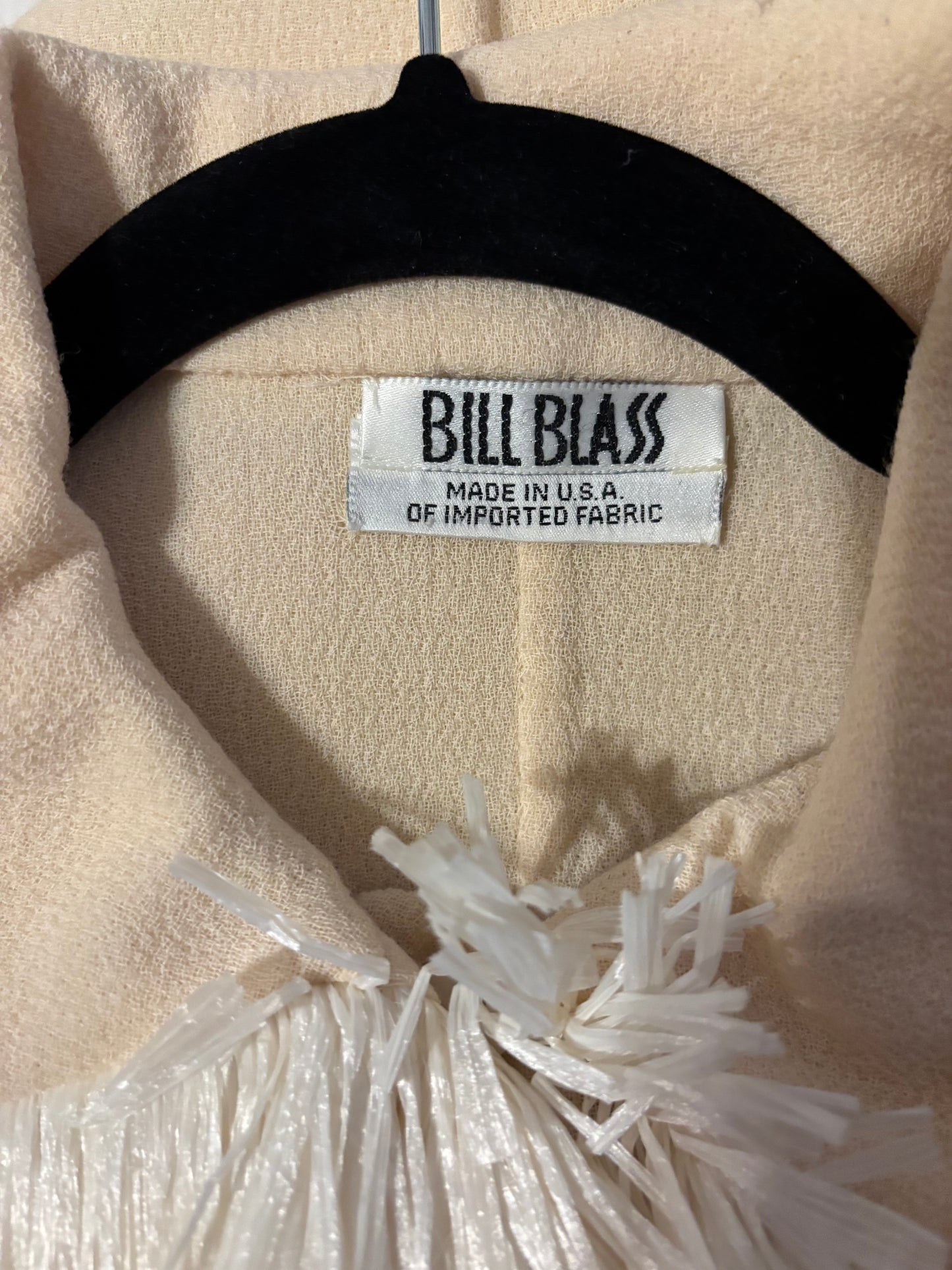Bill Blass Spring/Summer 2000 Cream Crepe Raffia Trimmed Pantsuit
