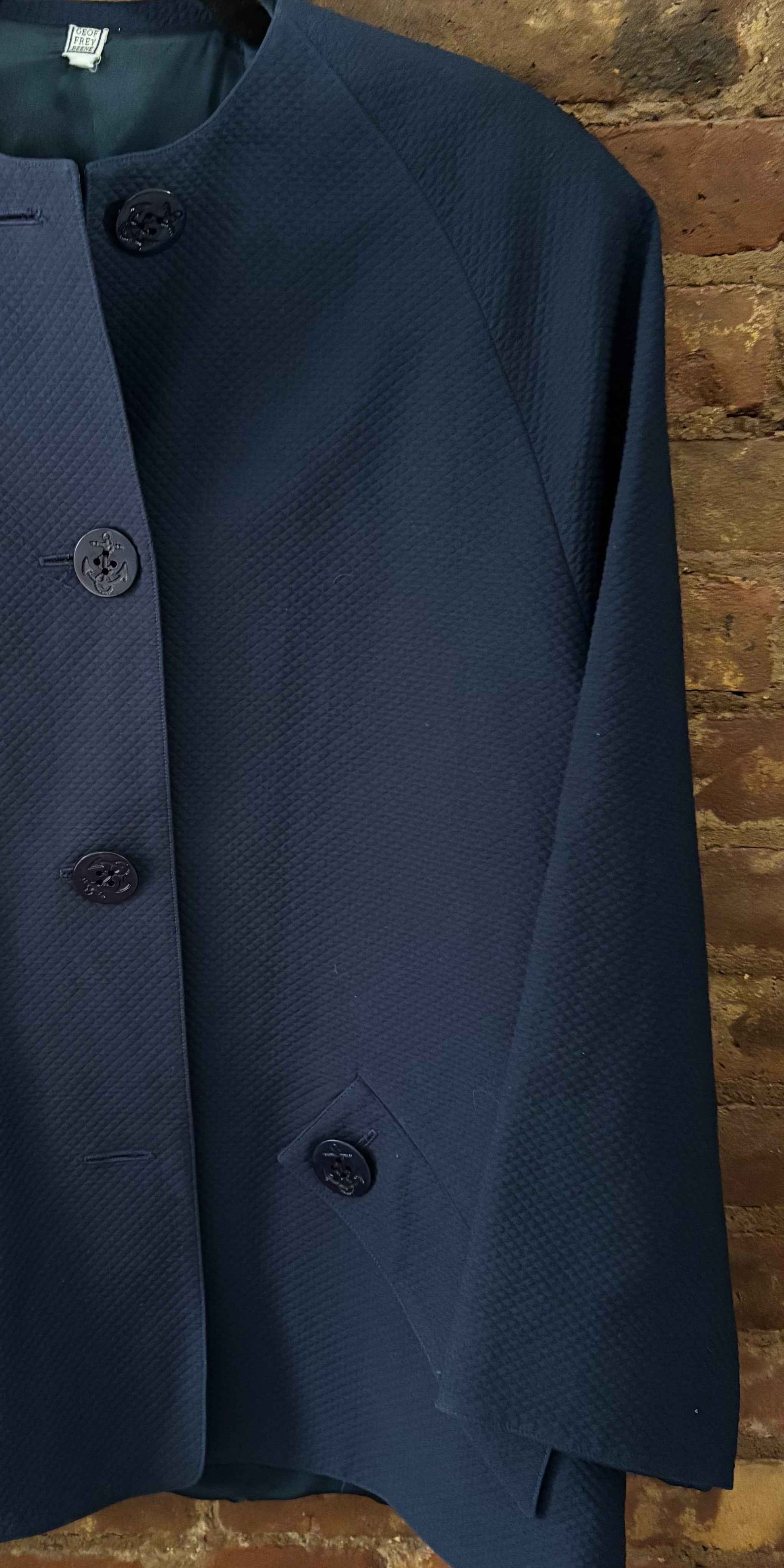 Geoffrey Beene 1990s Textured Deep Teal Swing Jacket