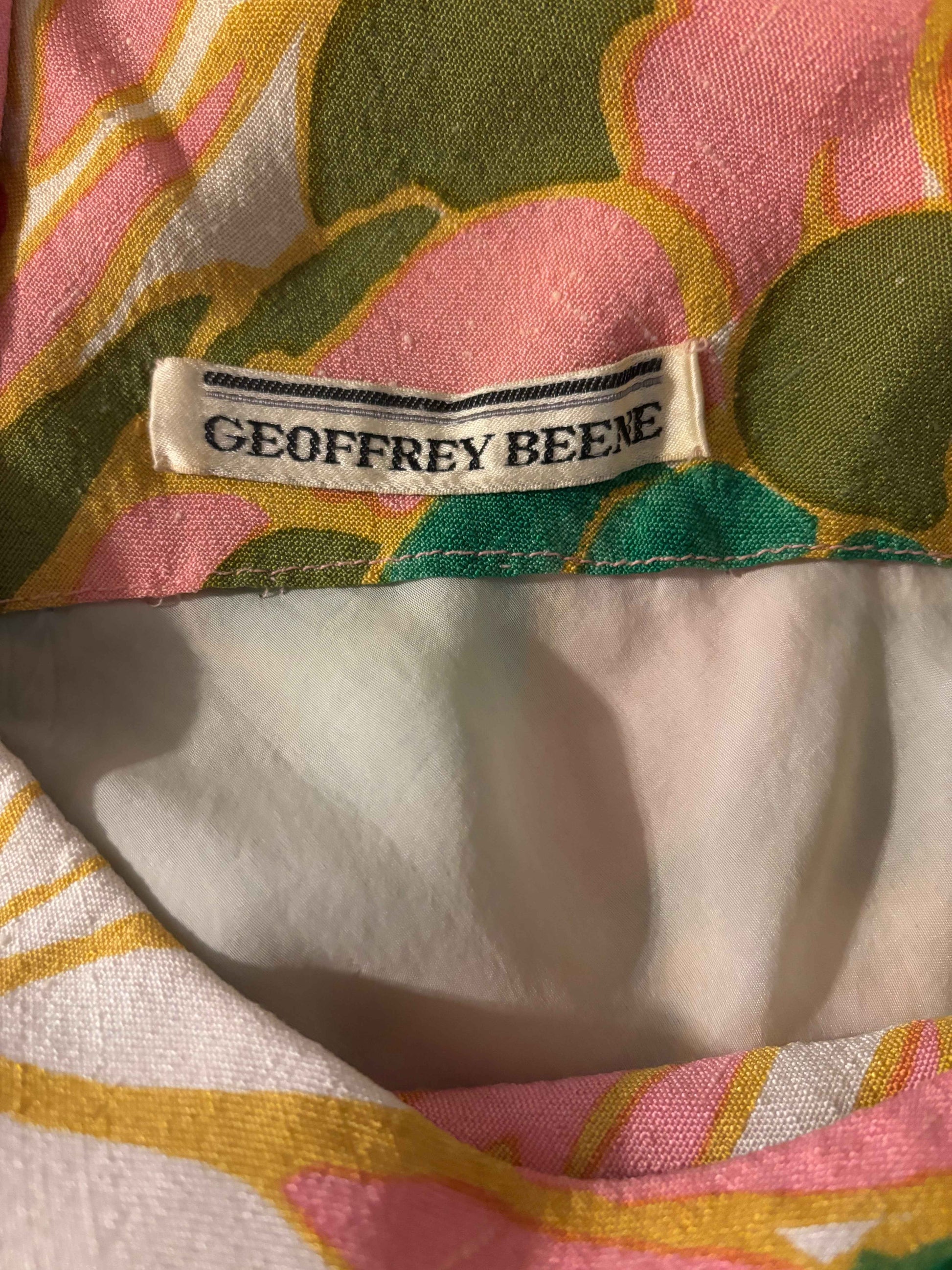 Geoffrey Beene 1970s Silk-Linen Floral Mini Dress