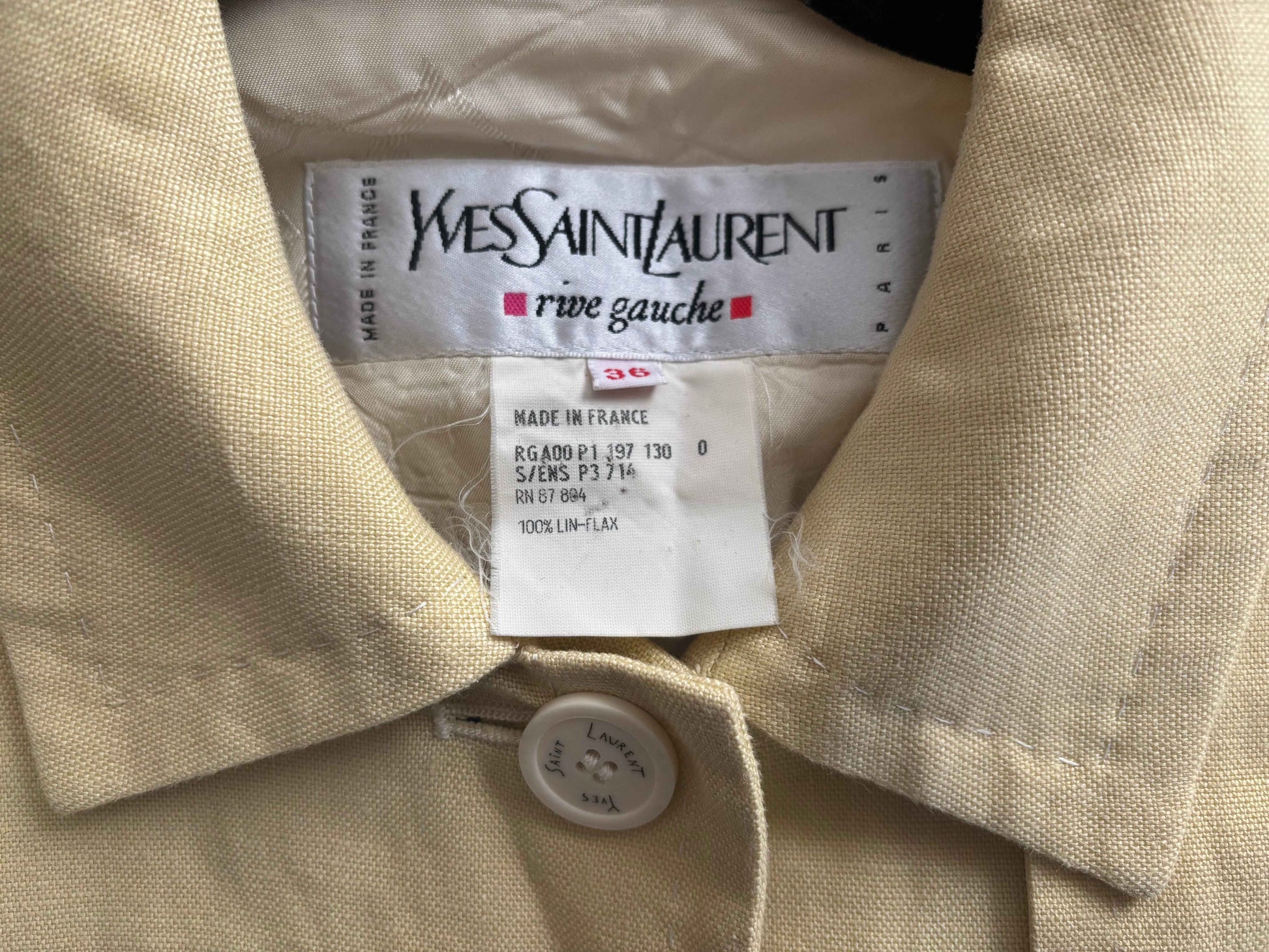 Yves Saint Laurent Spring/Summer 2000 Butter Yellow Linen Suit
