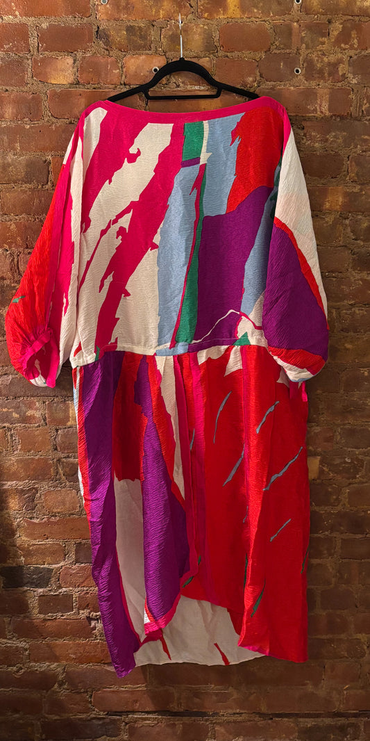 Halston Studio 1970s-1980s Silk Caftan or Tie-Waist Dress