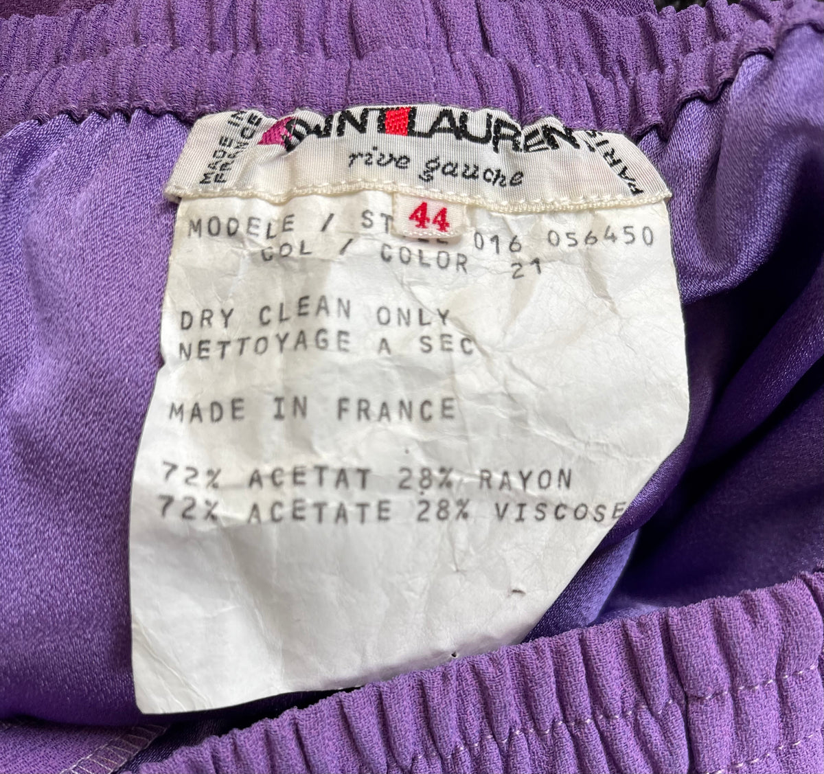 Yves Saint Laurent Fall/Winter 1978 Lilac Crepe Back Satin Pants