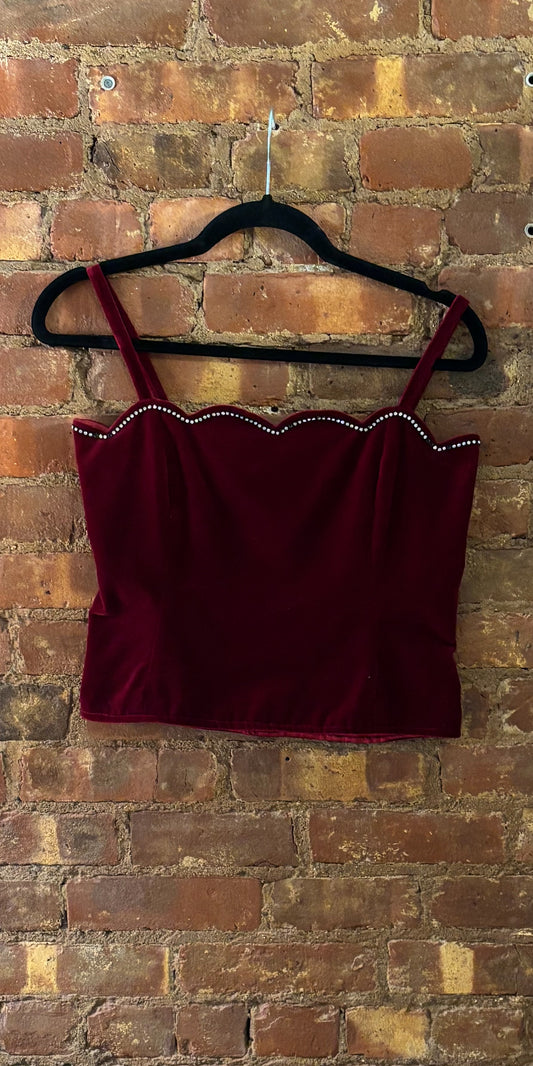 Yves Saint Laurent 1980s Burgundy Velvet Bodice Top (As Is)