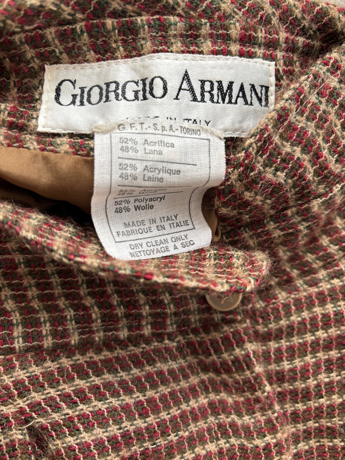 Giorgio Armani c. 1979 Brown Wool Blend Tweed Skirt