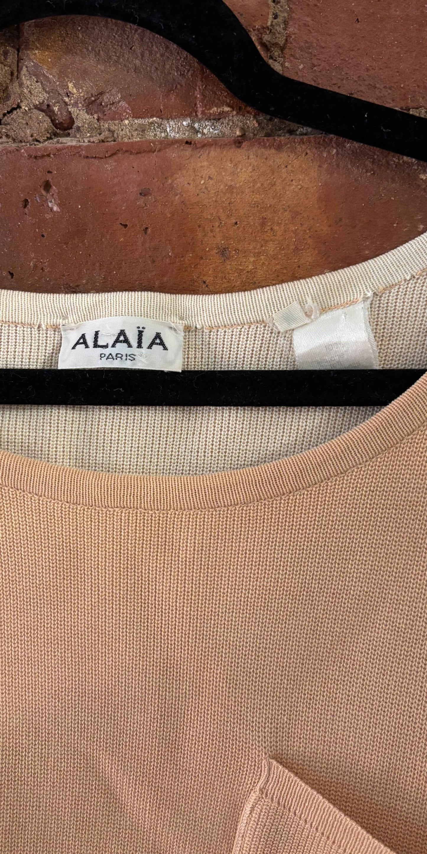 Alaïa Fall/Winter 1985 Tan Cotton Cropped Sweater