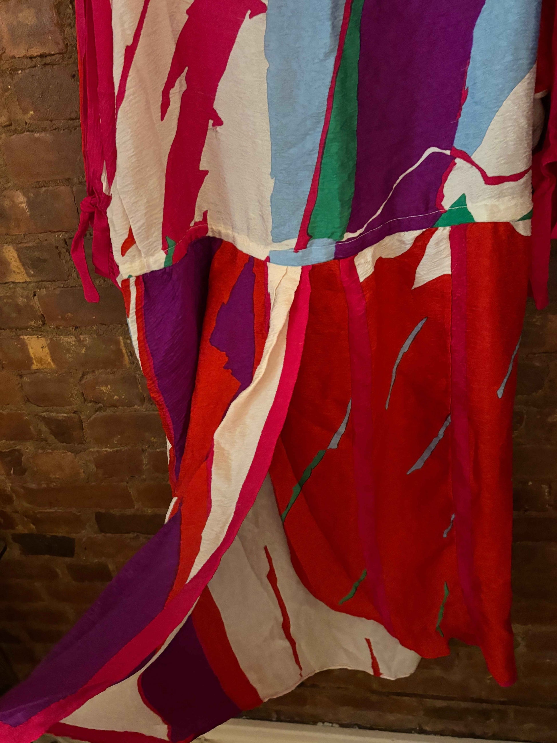 Halston 1970s-1980s Silk Caftan or Tie-Waist Dress