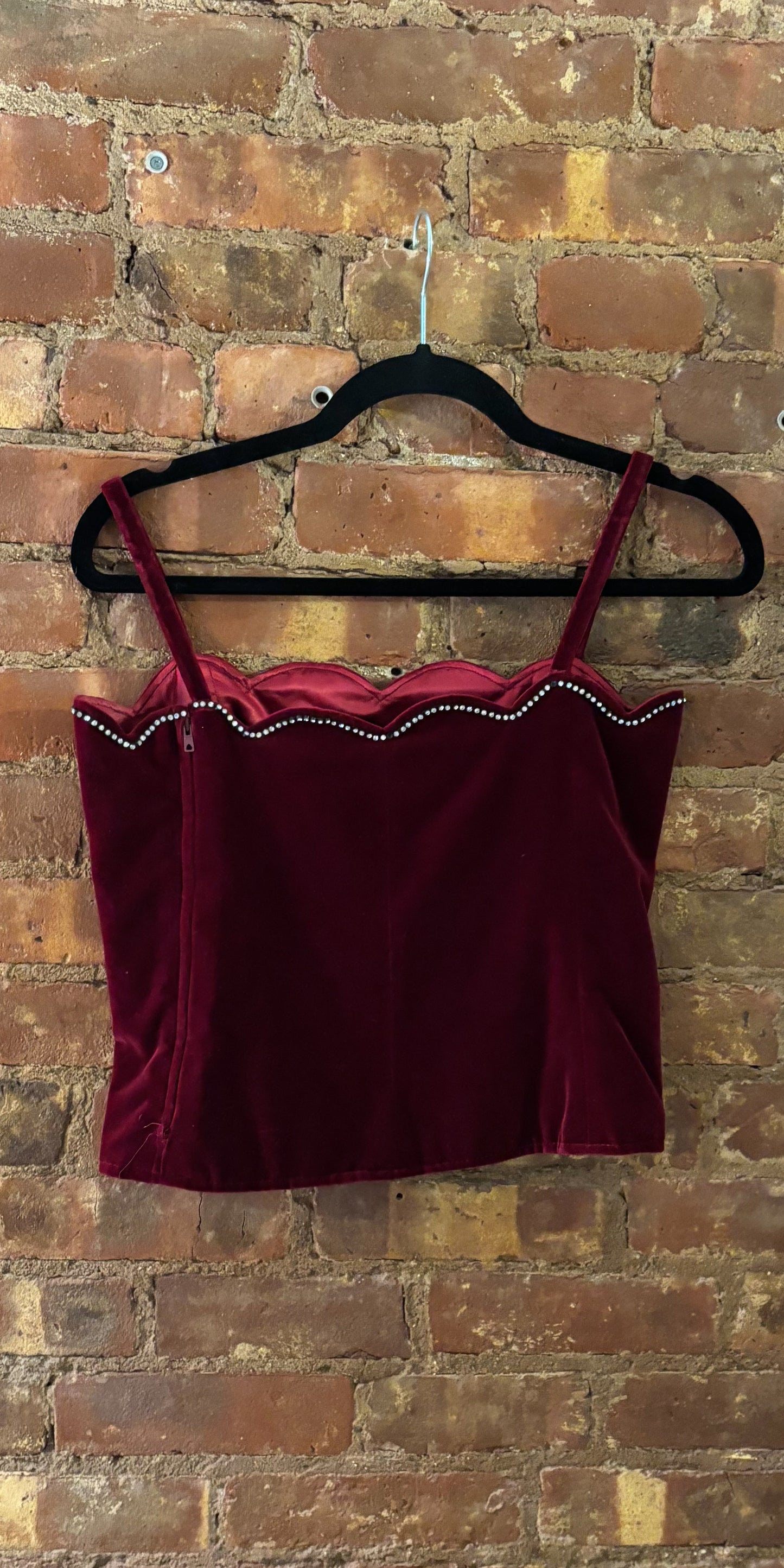 Yves Saint Laurent 1980s Burgundy Velvet Bodice Top (As Is)