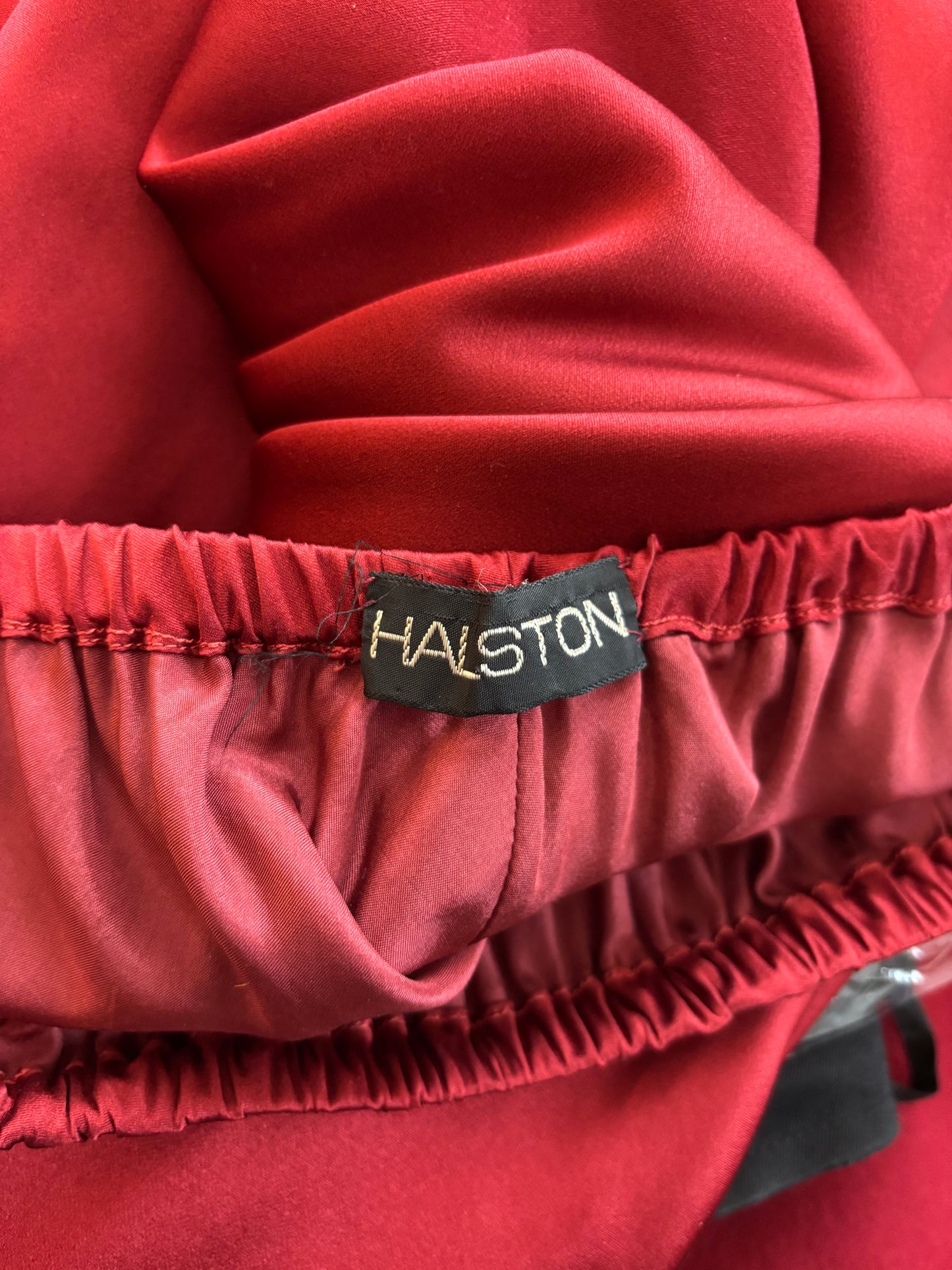 Halston 1970s Deadstock Crimson Silk Bias Cut Ensemble