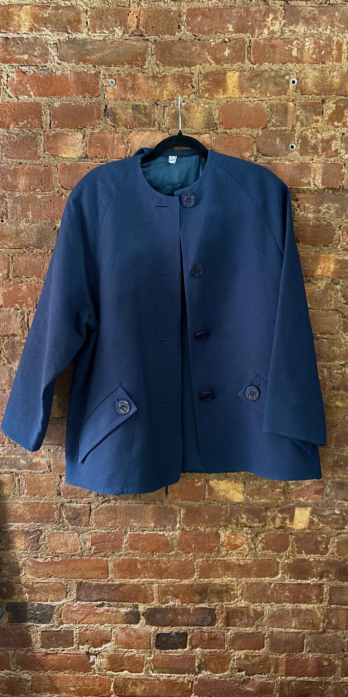 Geoffrey Beene 1990s Textured Deep Teal Swing Jacket