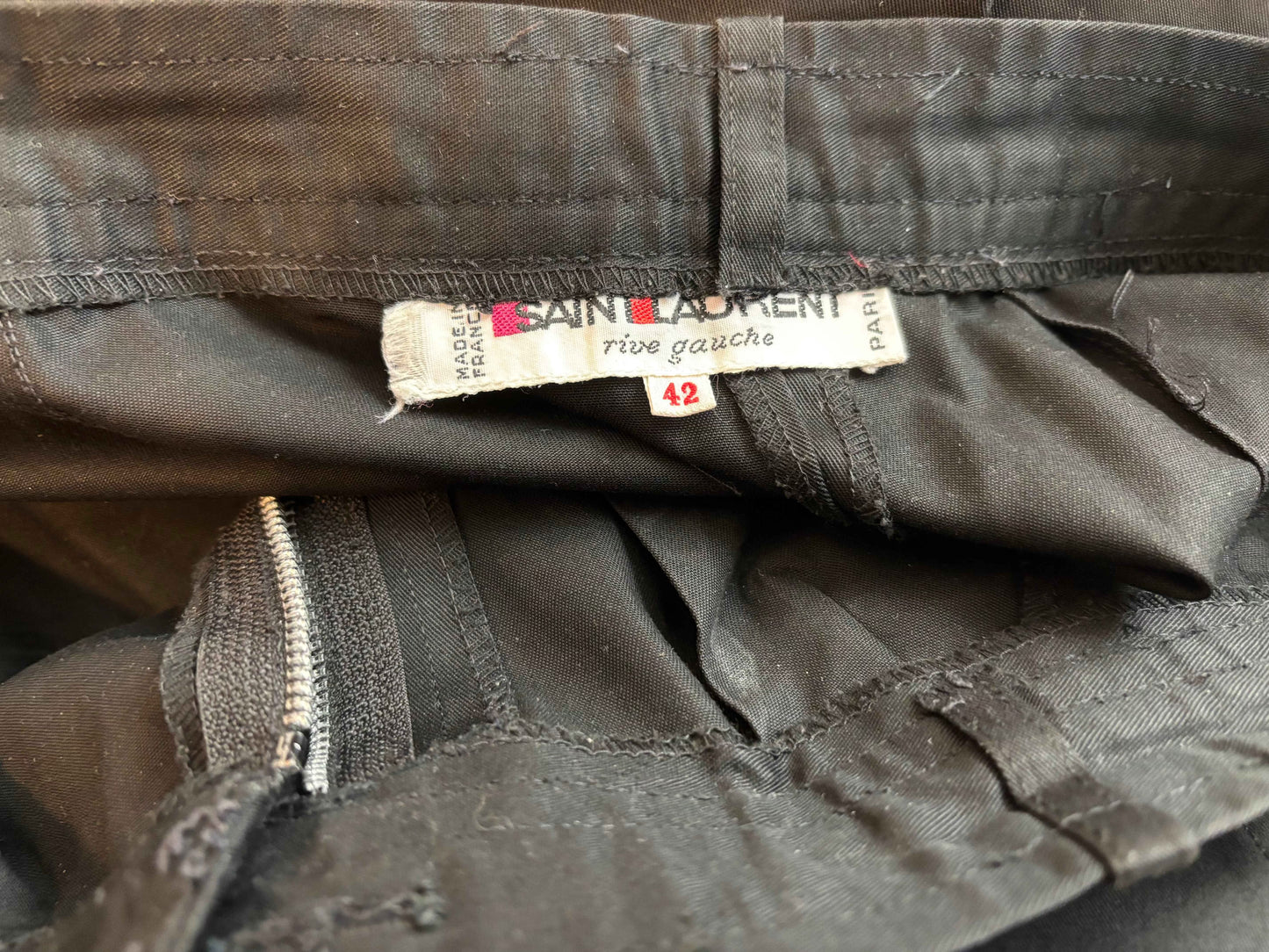 Yves Saint Laurent 1970s-1980s Black Cotton Twill Pants