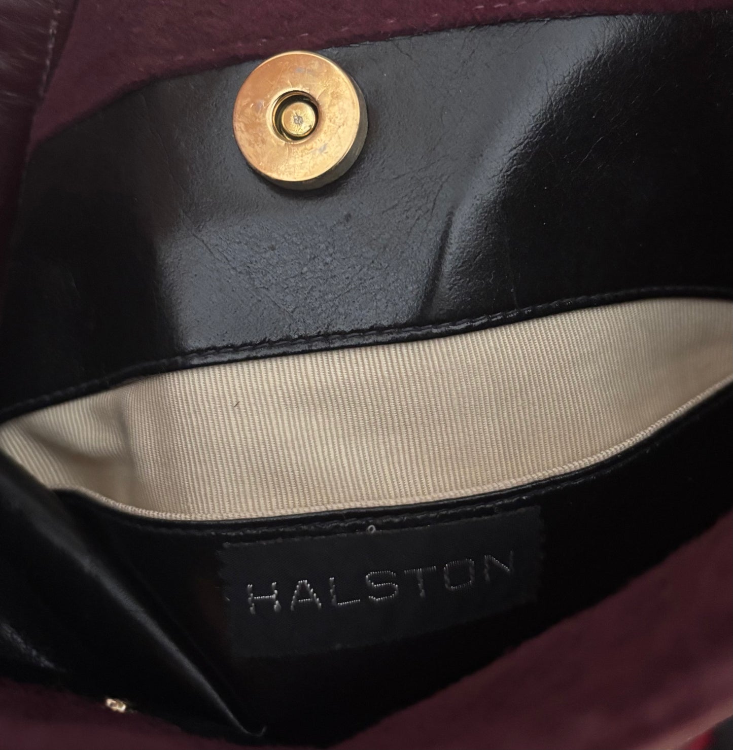Halston 1980s Burgundy Suede Handbag