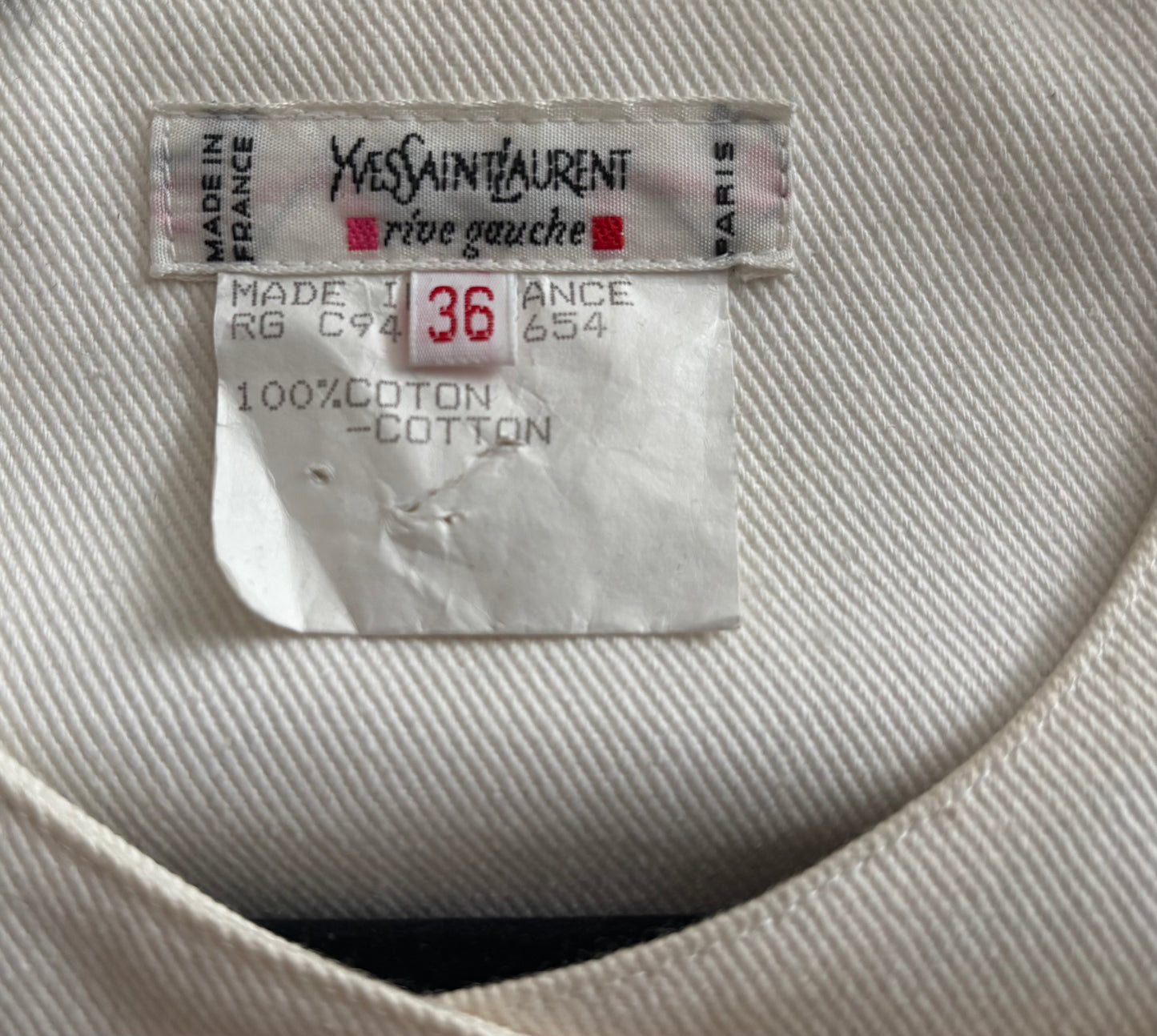 Yves Saint Laurent Cruise 1994 White Cotton Twill Vest