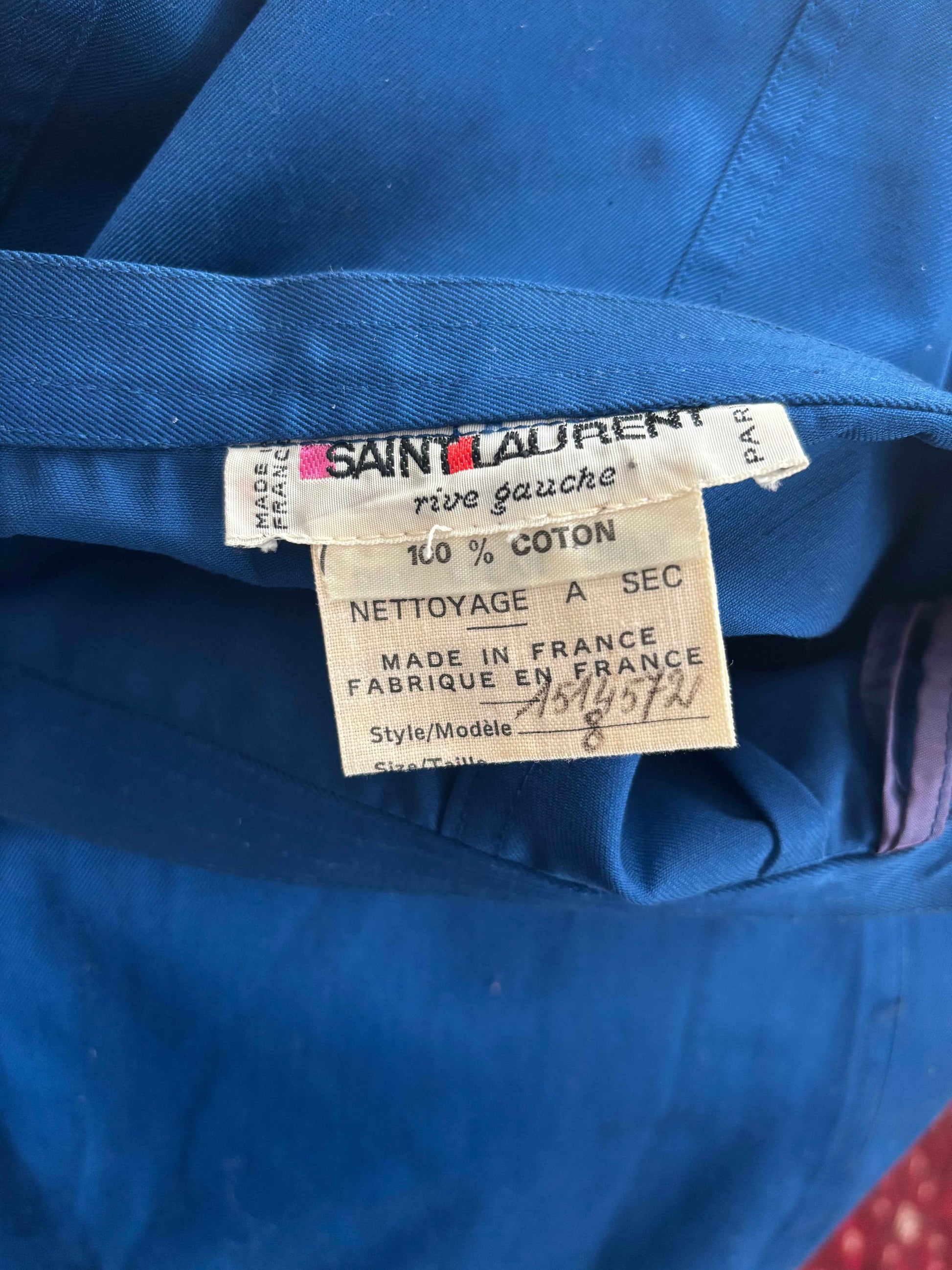 Yves Saint Laurent 1970s Cobalt Cotton Twill Overdye Skirt