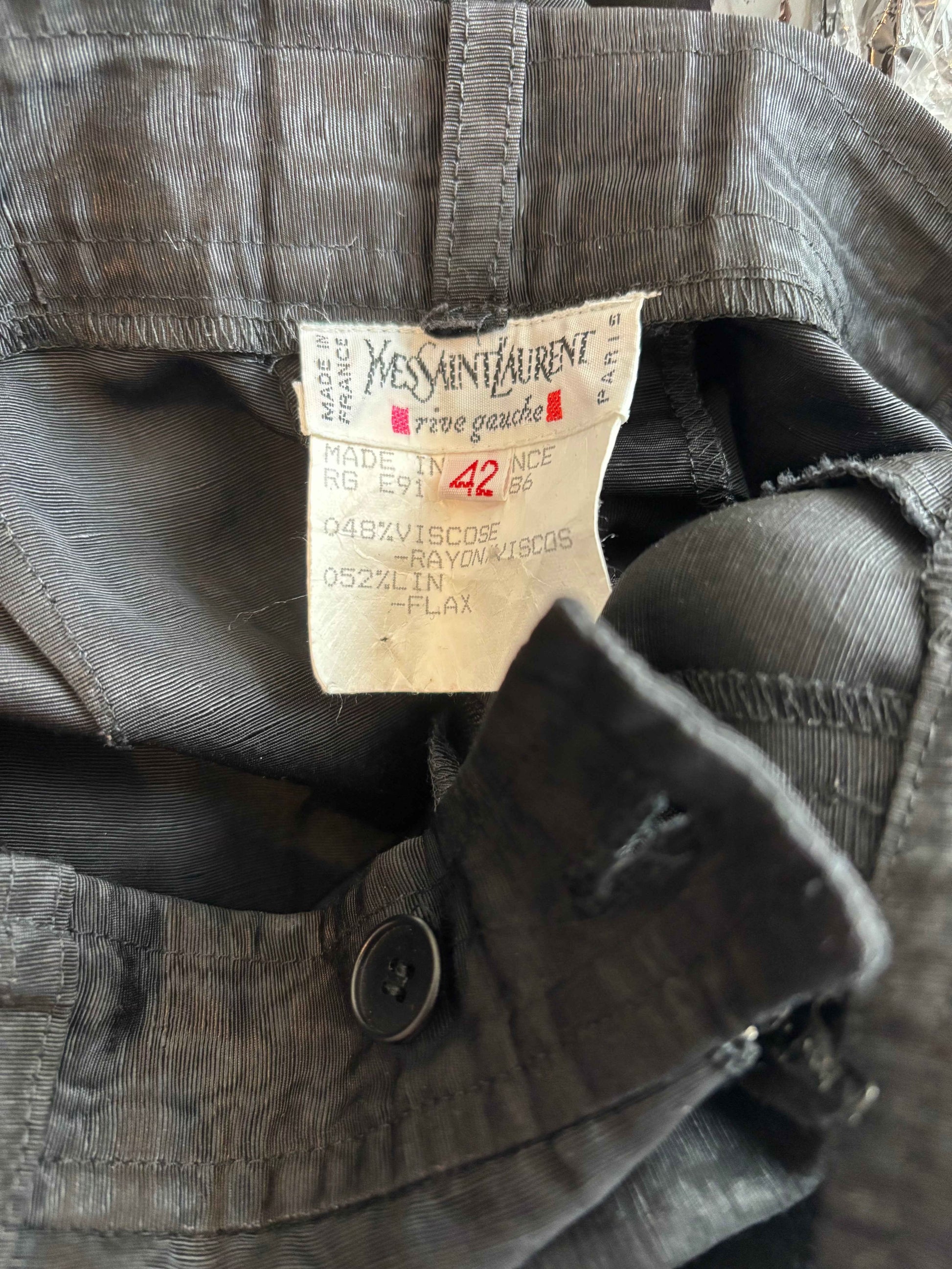 Yves Saint Laurent Spring/Summer 1991 Black Moire Shorts