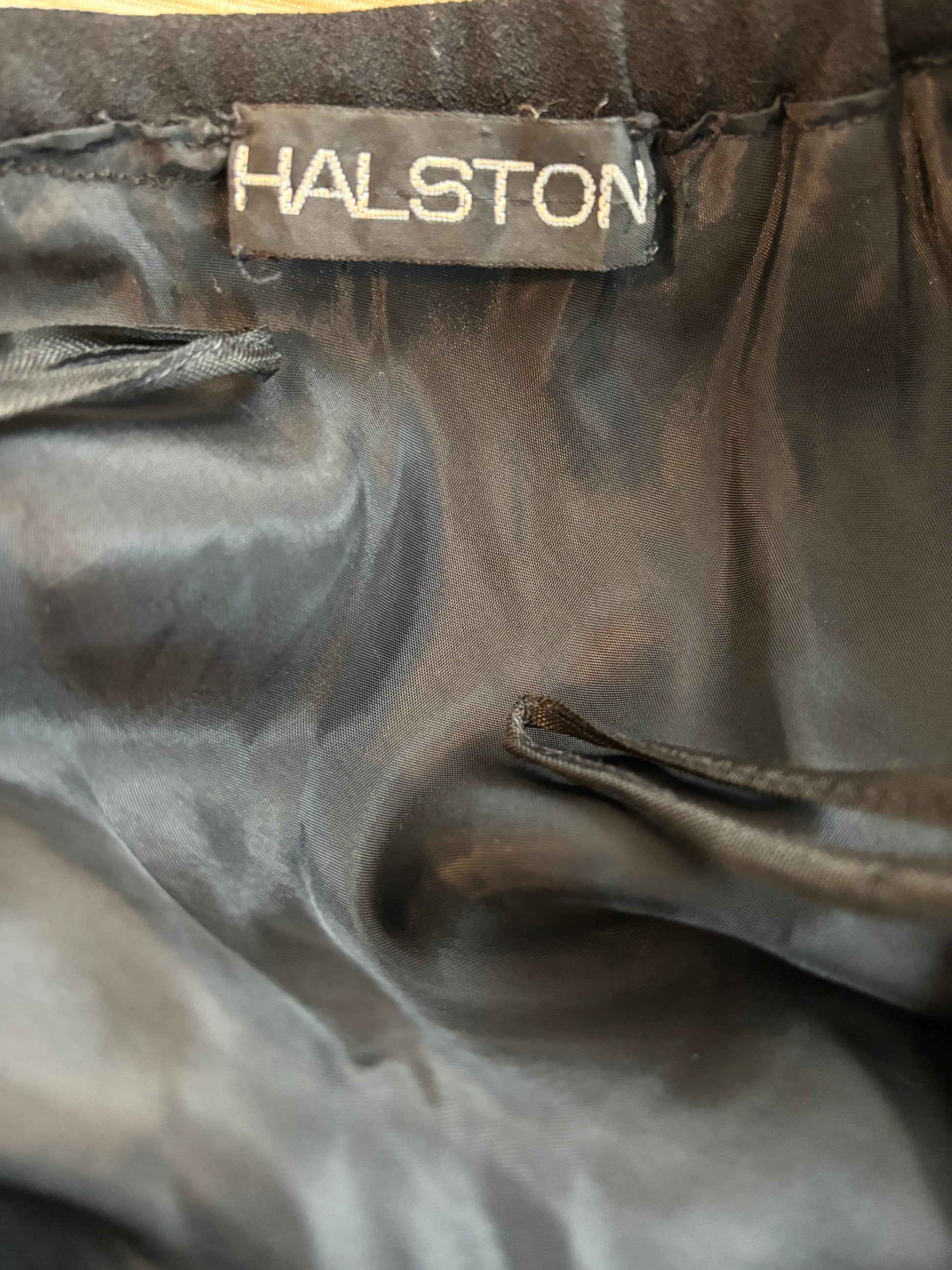 Halston 1970s-1980s Black Crepe Bias Cut Slip Skirt