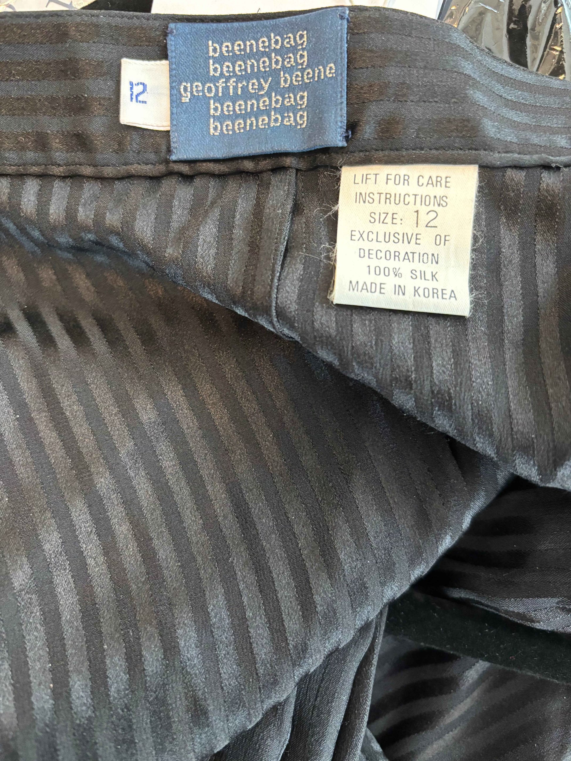 Beene Bag by Geoffrey Beene 1980s Silk Striped Pants