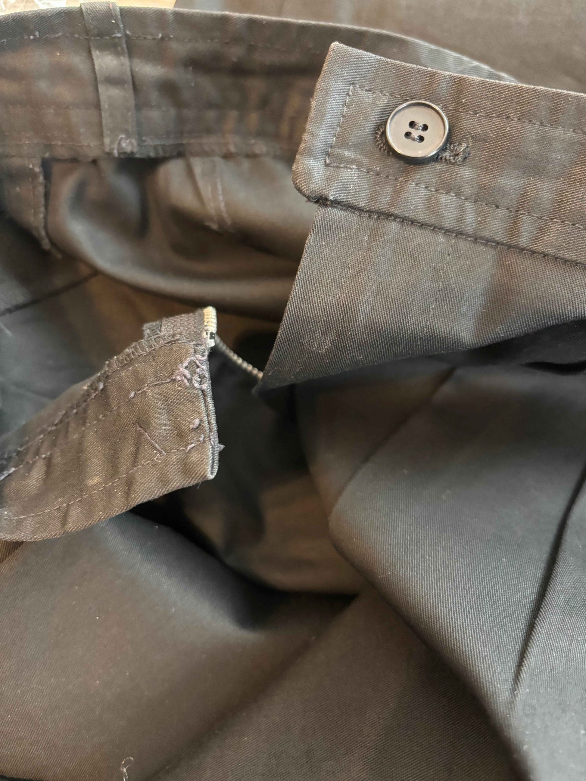 Yves Saint Laurent 1970s-1980s Black Cotton Twill Pants