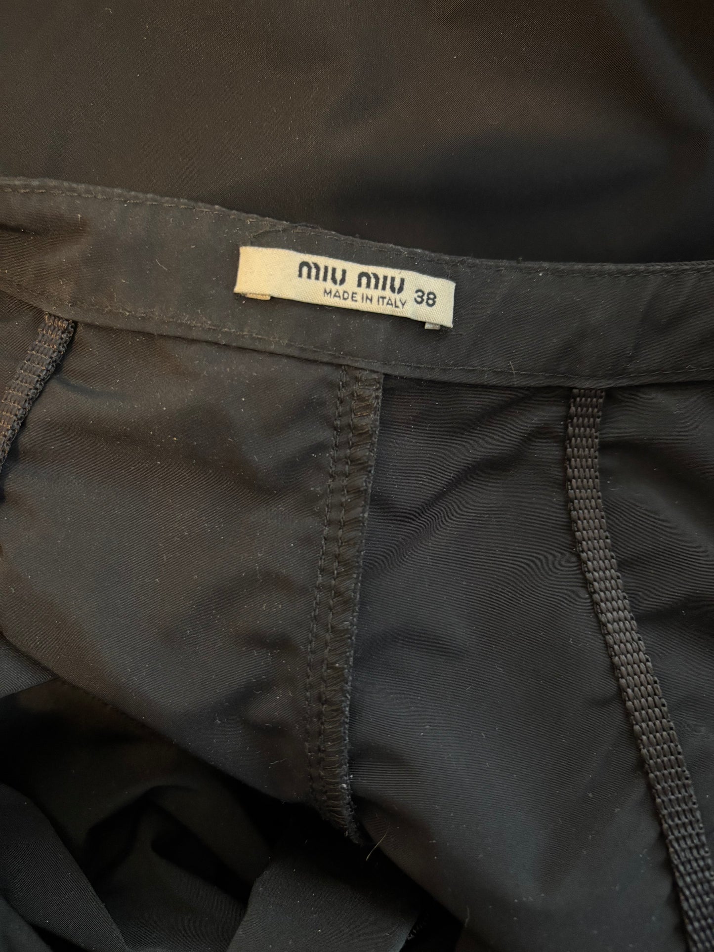Miu Miu 2000s Black Nylon Blend Mini Skirt